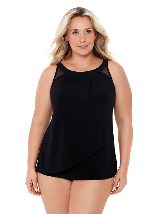 Miraclesuit Plus Ursula Black Tankini Top - Key West Swimwear