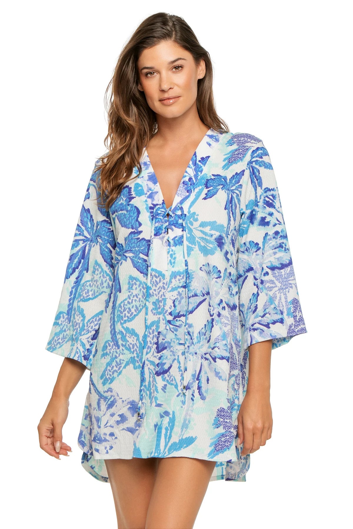 J. Valdi Canopy Lace Neck Tunic Cover Up