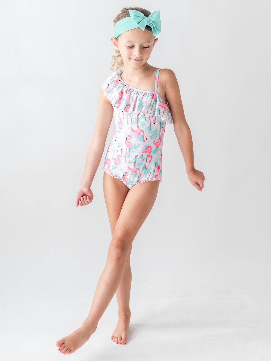 Ruffle Butts Flamingo One Shoulder One Piece