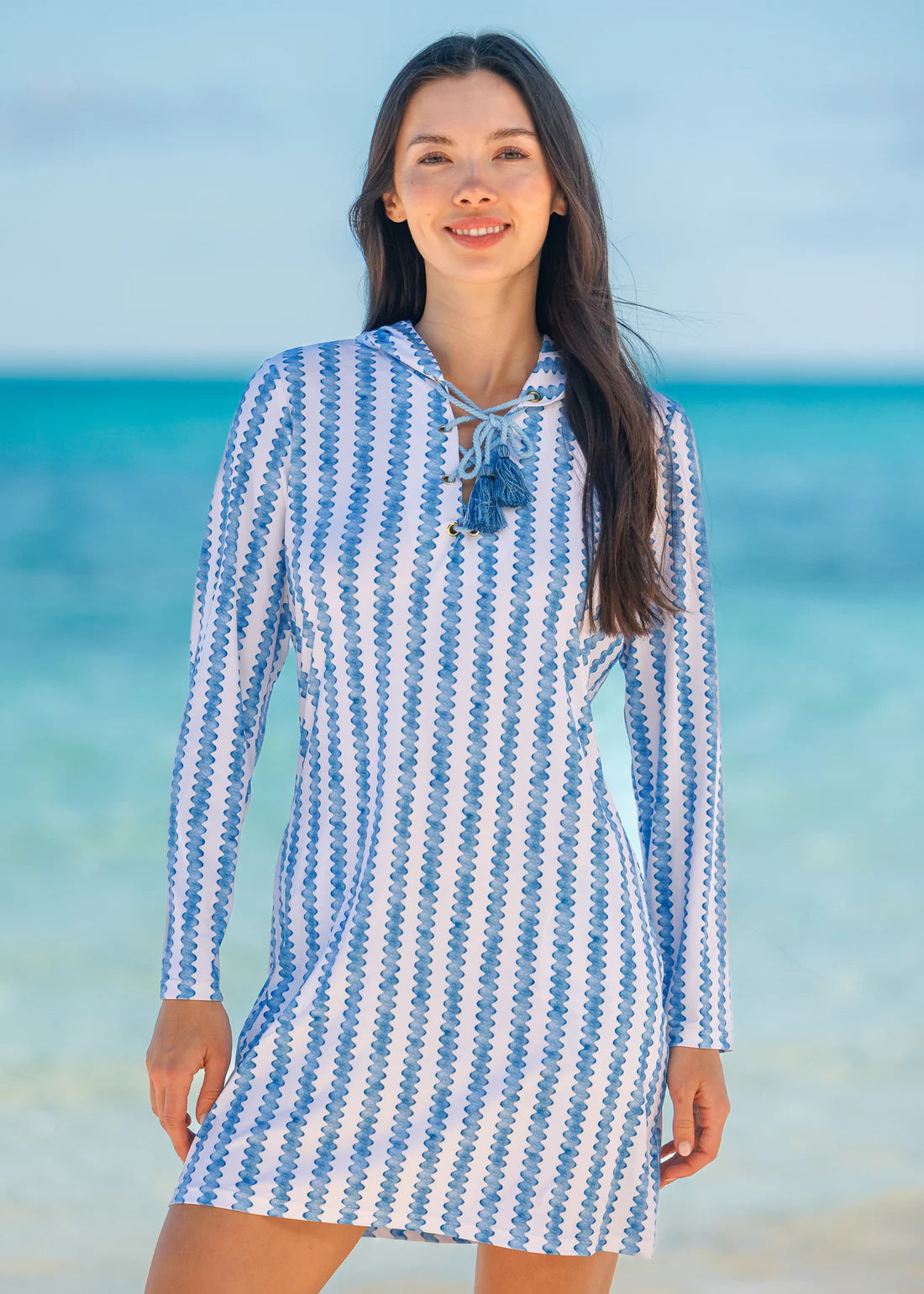 Cabana Life Harbor Lace Up Hooded Cover Up