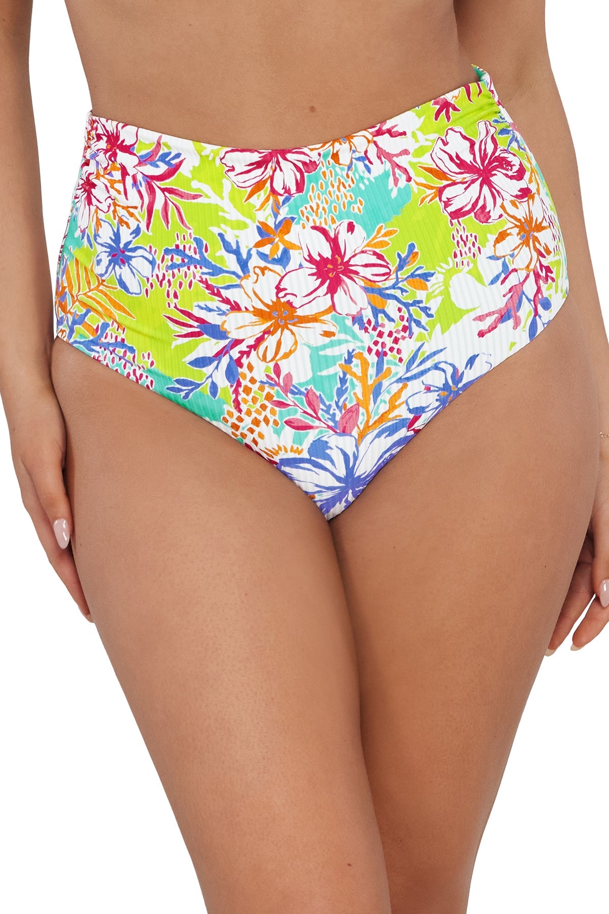 Sunsets Botanical Bliss Sandbar Rib Capri High Waist Bottom