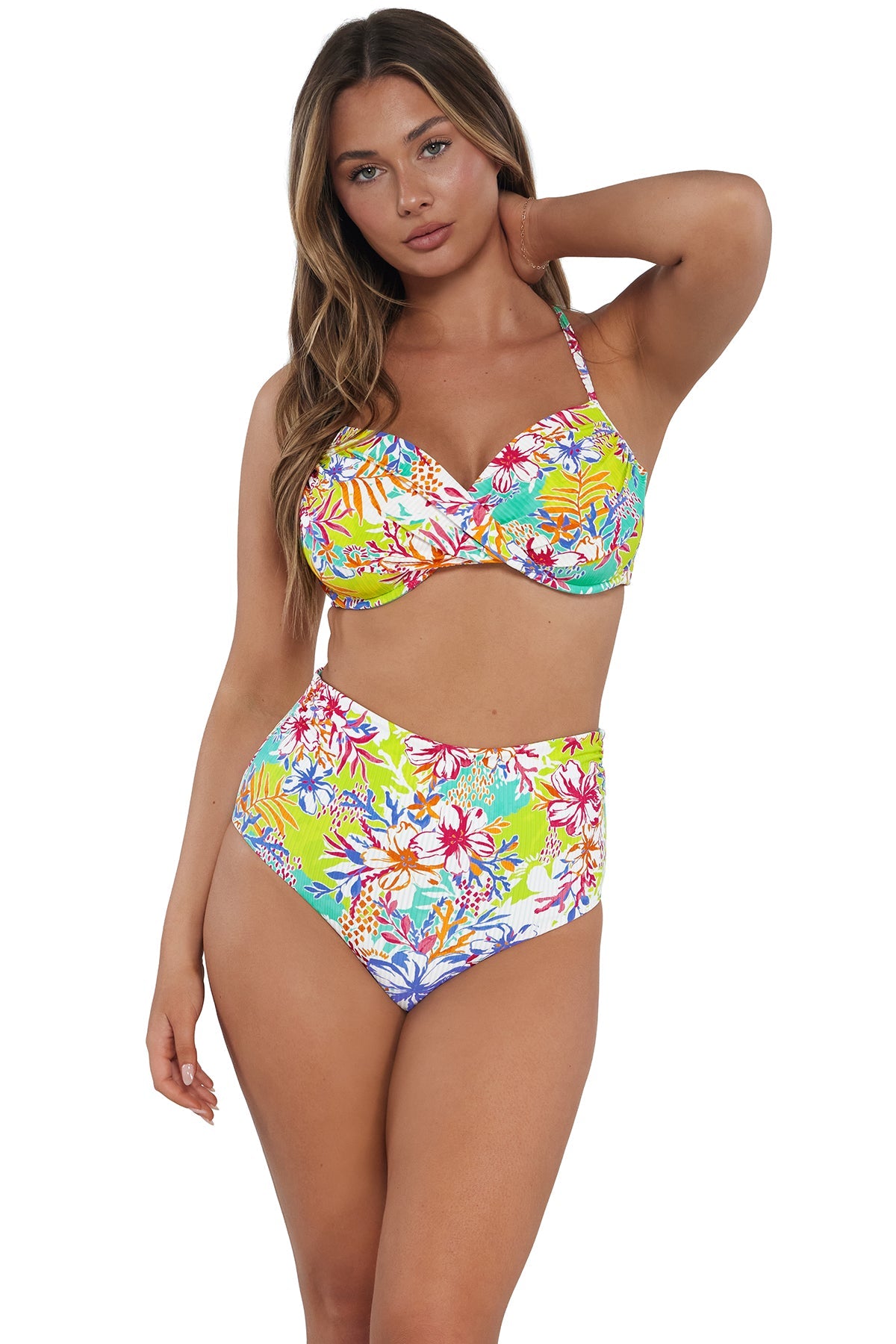 Sunsets Botanical Bliss Sandbar Rib Capri High Waist Bottom