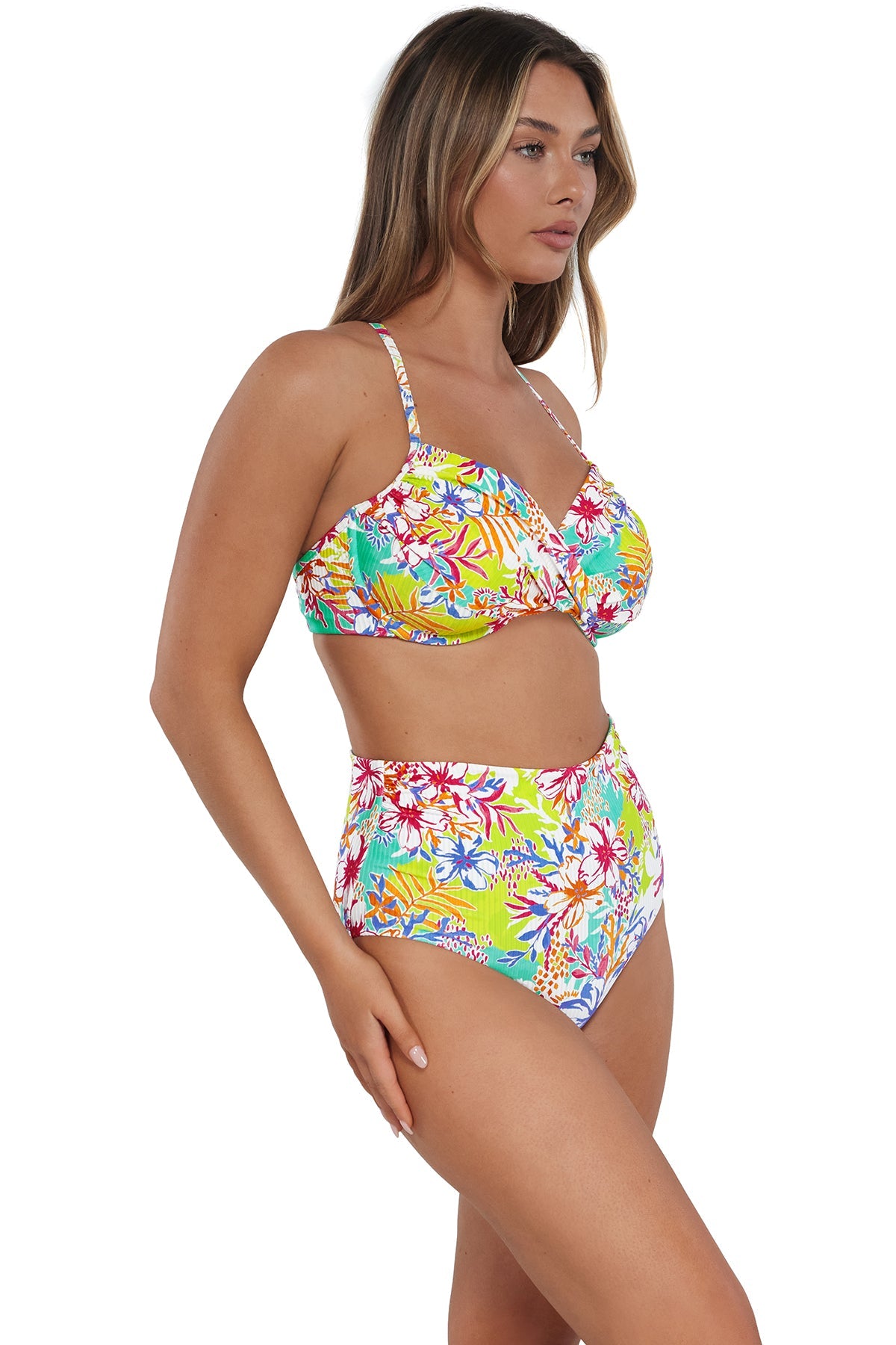 Sunsets Botanical Bliss Sandbar Rib Capri High Waist Bottom