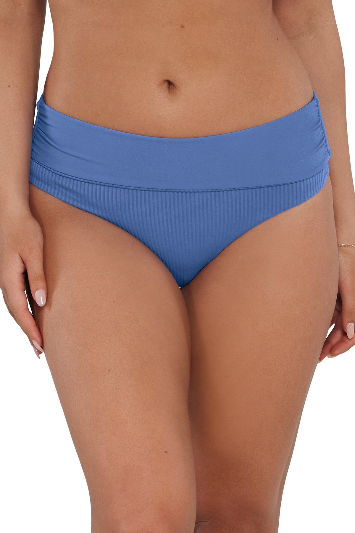 Sunsets Harbor Blue Sandbar Rib Capri High Waist Bottom