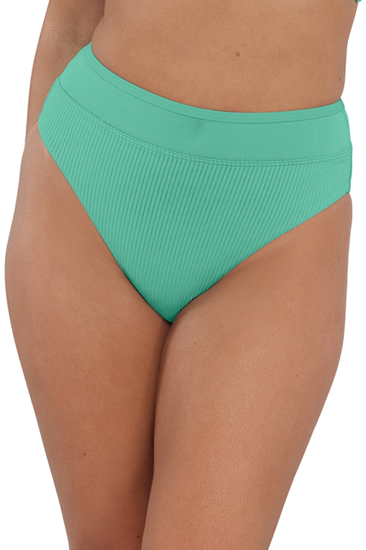 Sunsets Aqua Mist Sandbar Rib Annie High Waist Bottom