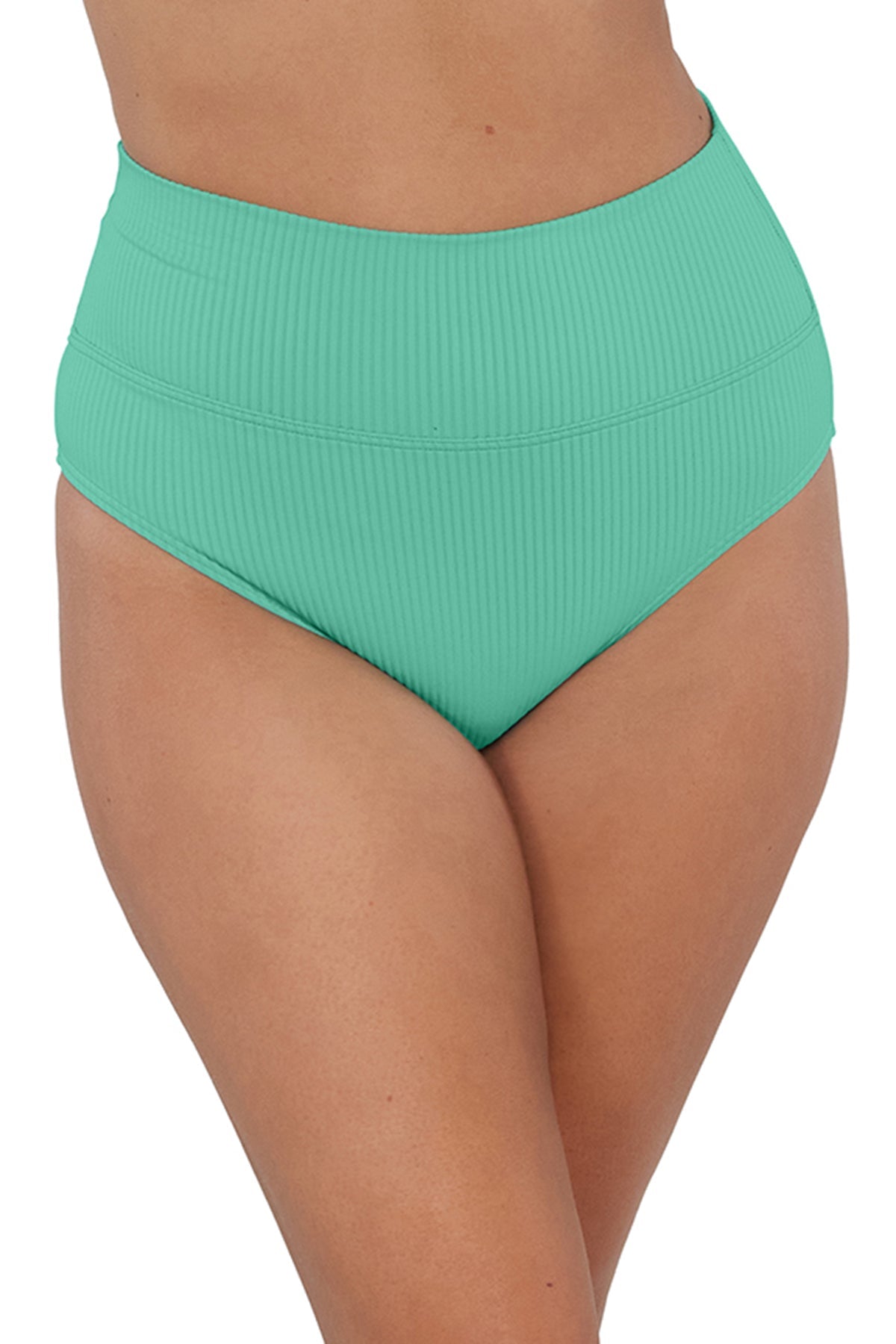 Sunsets Aqua Mist Sandbar Rib Hannah High Waist Bottom