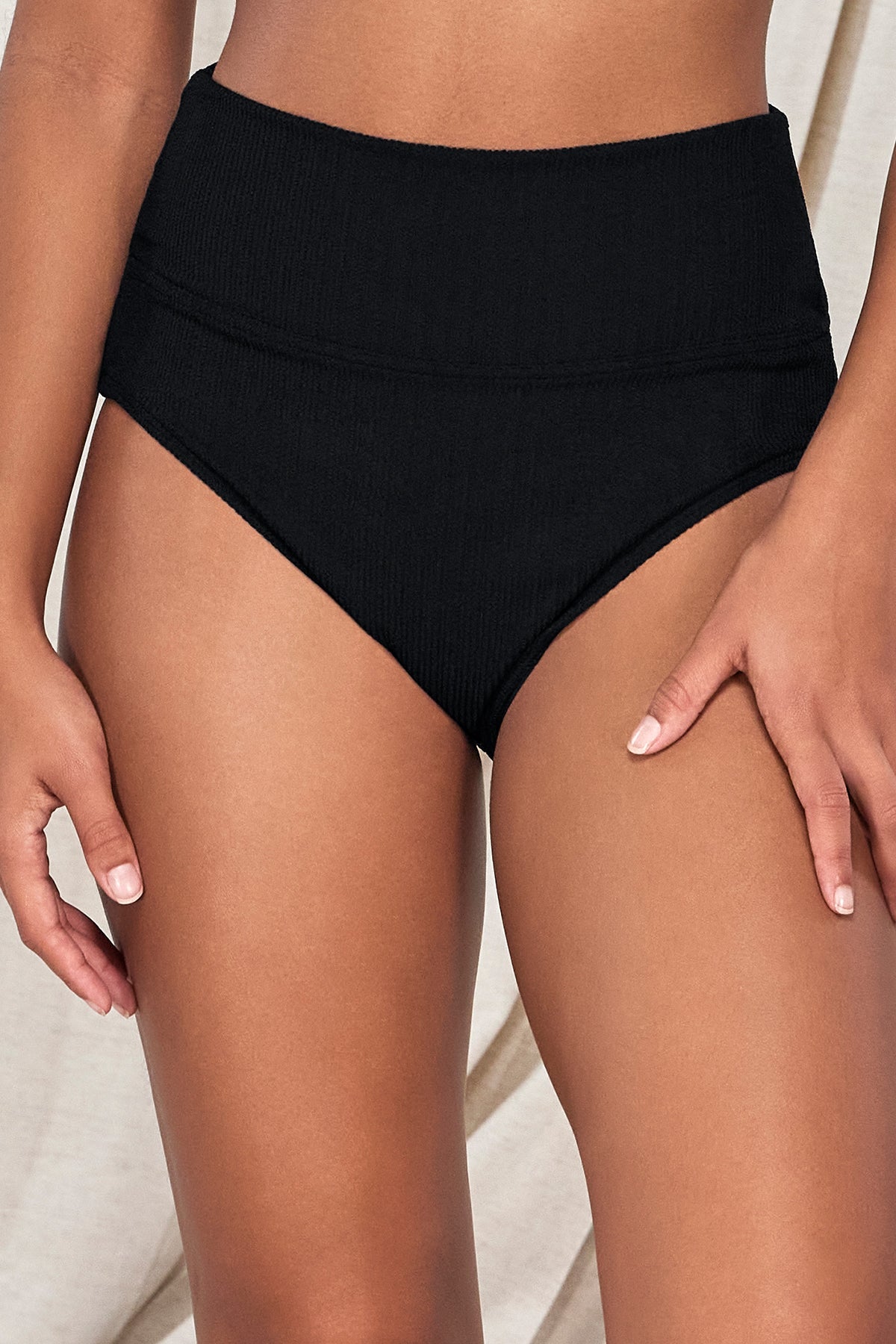 Pacifica Black Rib Hannah High Waist Bottom