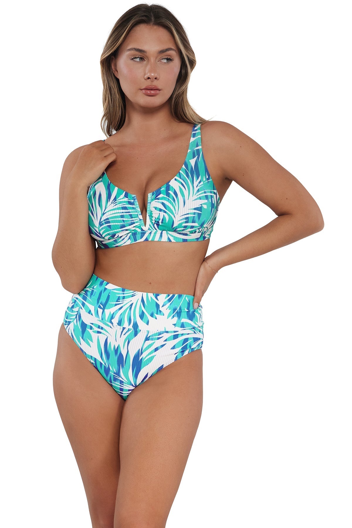 Sunsets Sea Breeze Sandbar Rib Hannah High Waist Bottom