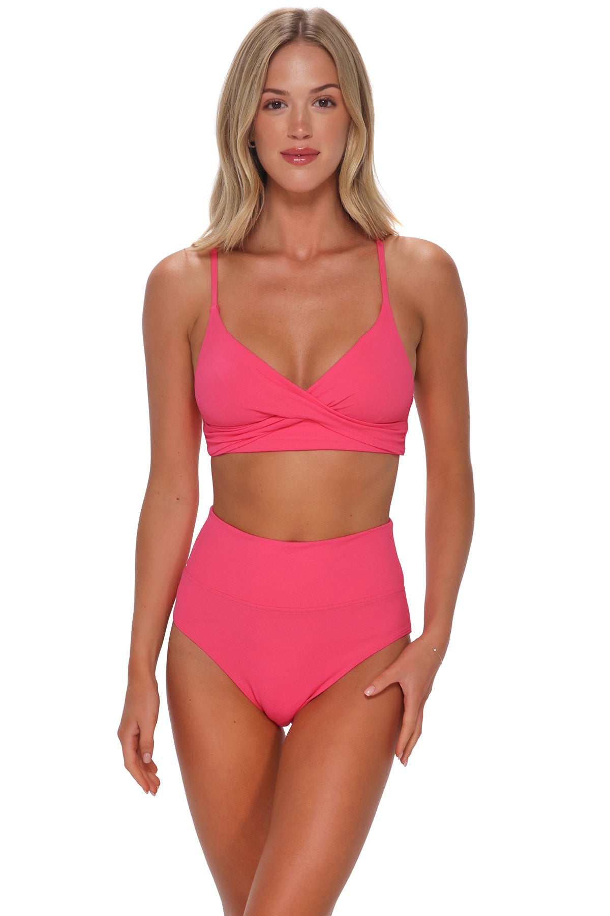 Sunsets Posy Pink Crepe Hannah High Waist Bottom