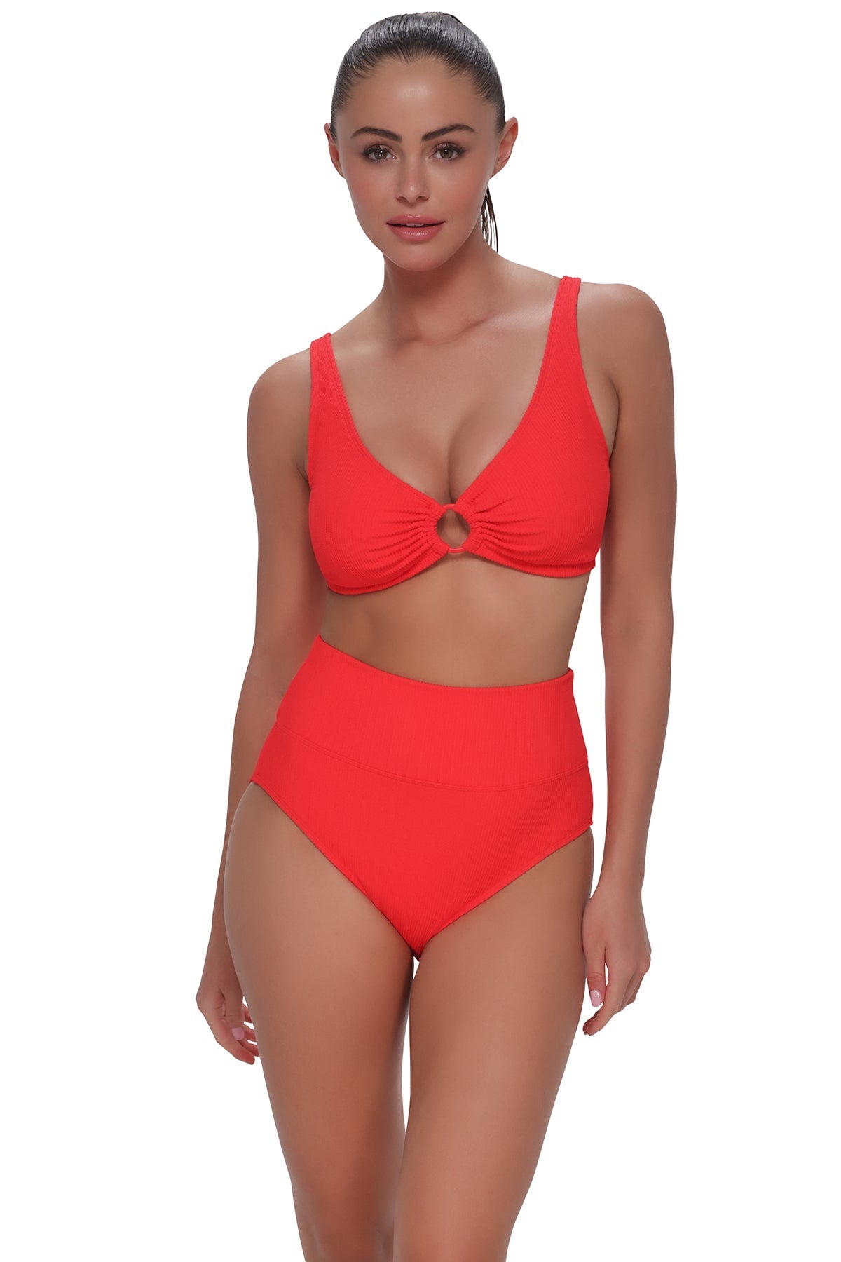 Pacifica Red Hot Rib Hannah High Waist Bottom