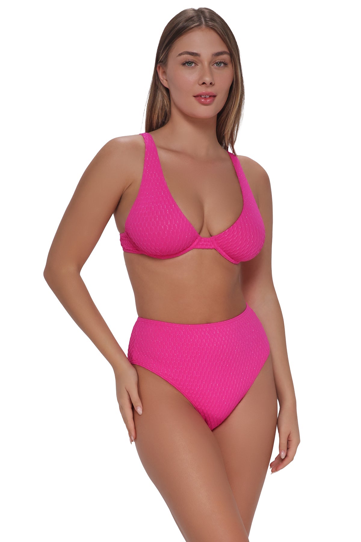 Pacifica Pink Diamond Lurex Astrid High Waist Bottom