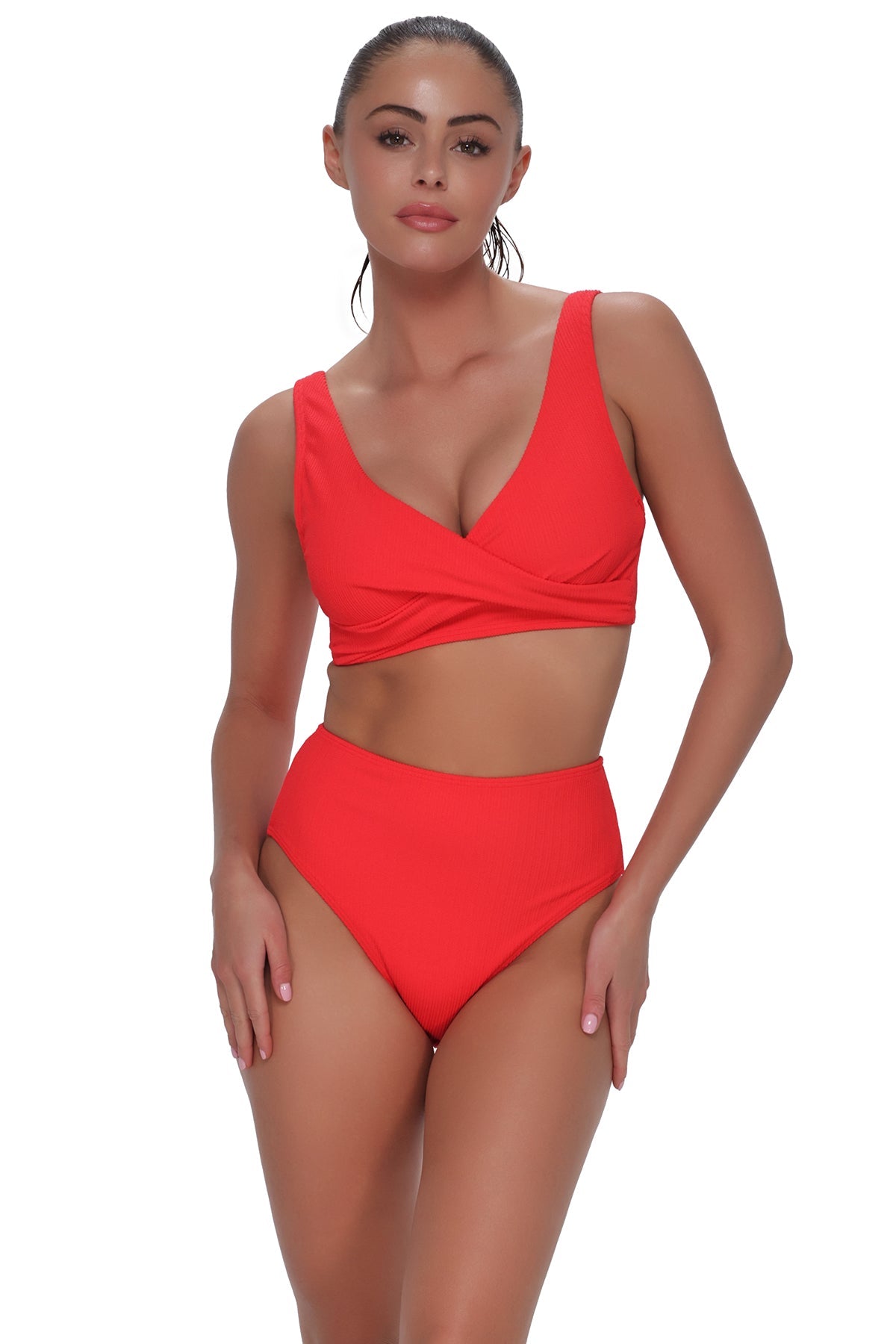 Pacifica Red Hot Rib Astrid High Waist Bottom