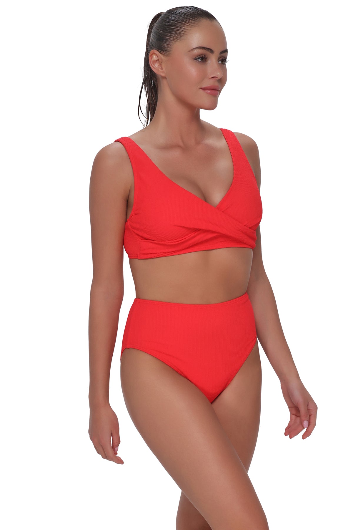 Pacifica Red Hot Rib Astrid High Waist Bottom
