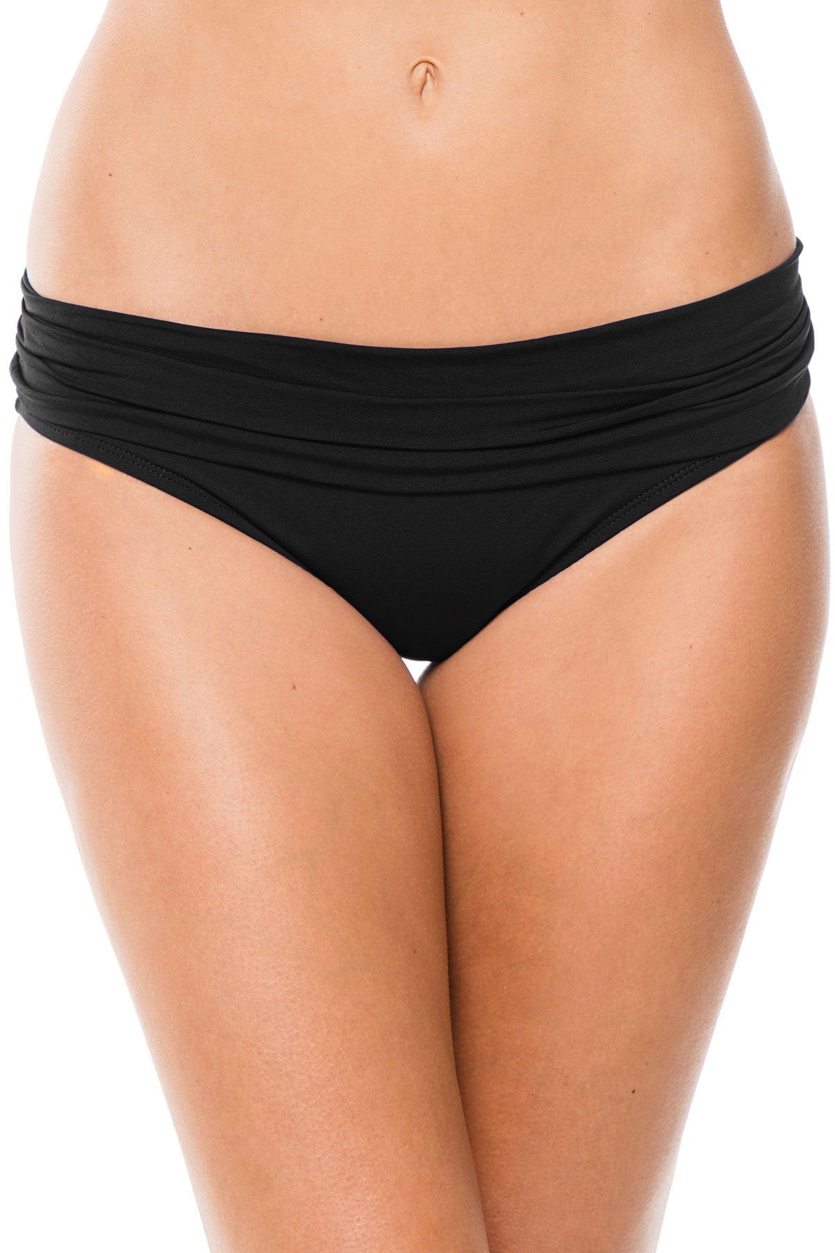 La Blanca Black Shirred Band Hipster Bottom - Key West Swimwear