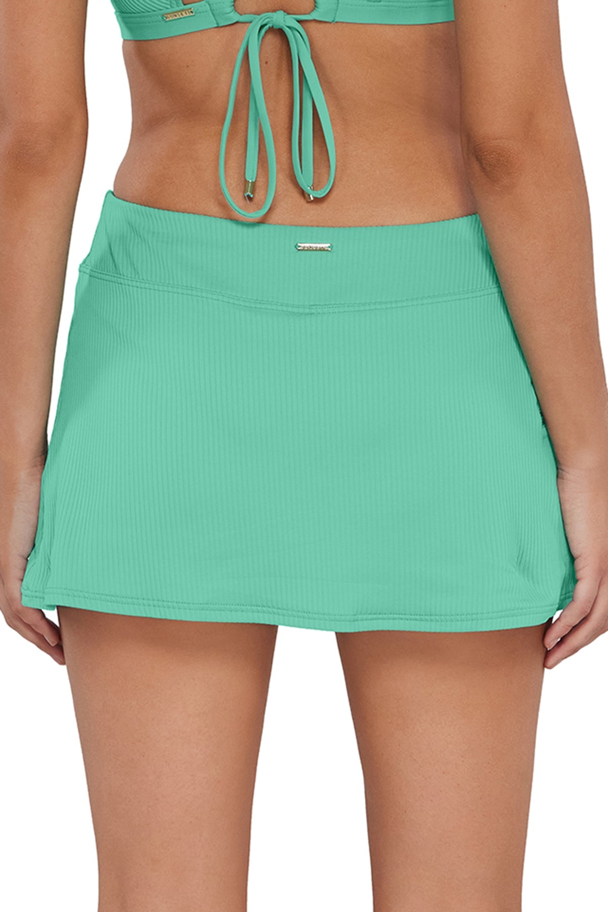 Sunsets Aqua Mist Sandbar Rib Sporty Swim Skirt