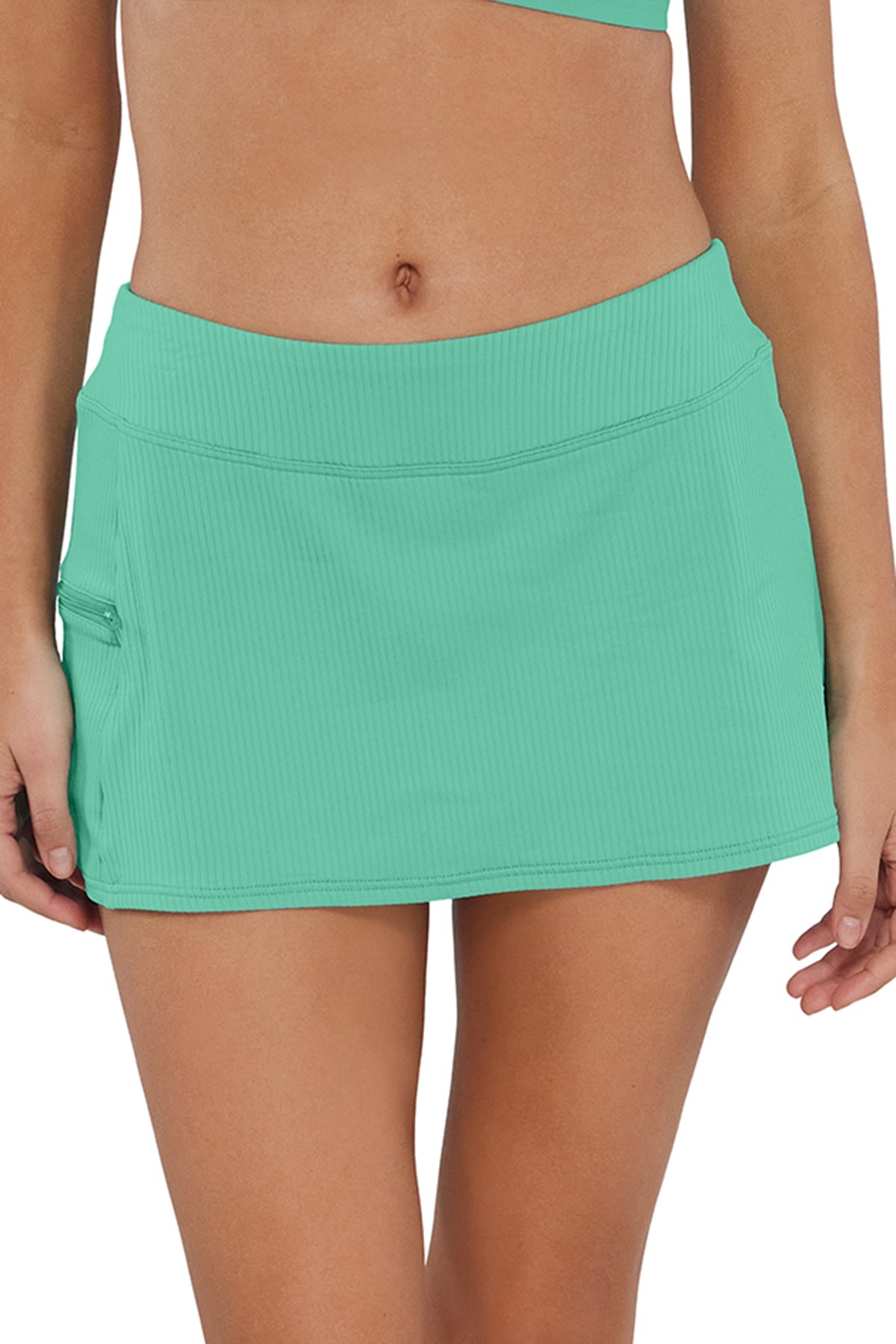 Sunsets Aqua Mist Sandbar Rib Sporty Swim Skirt
