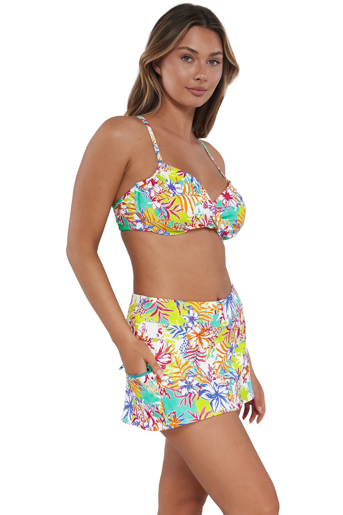 Sunsets Botanical Bliss Sandbar Rib Sporty Swim Skirt