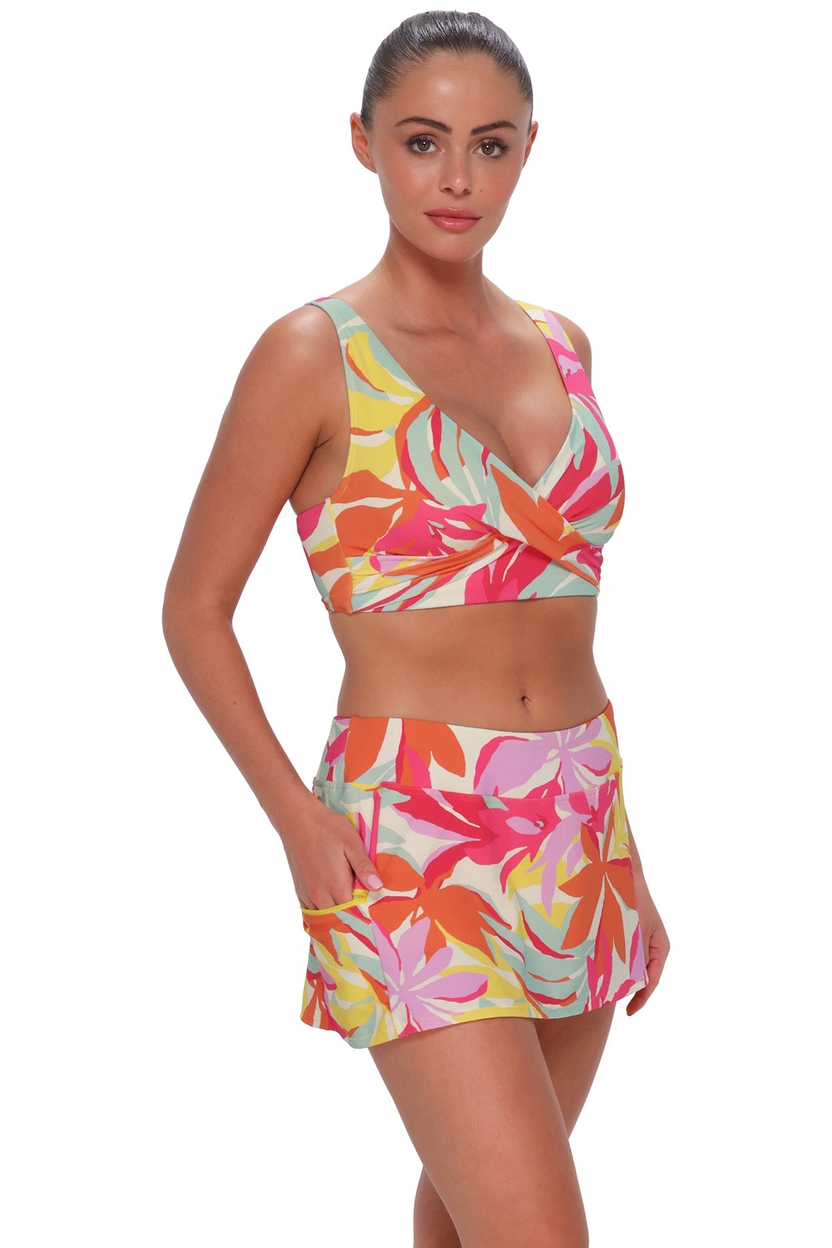 Sunsets Tropicolor Crepe Sporty Swim Skirt