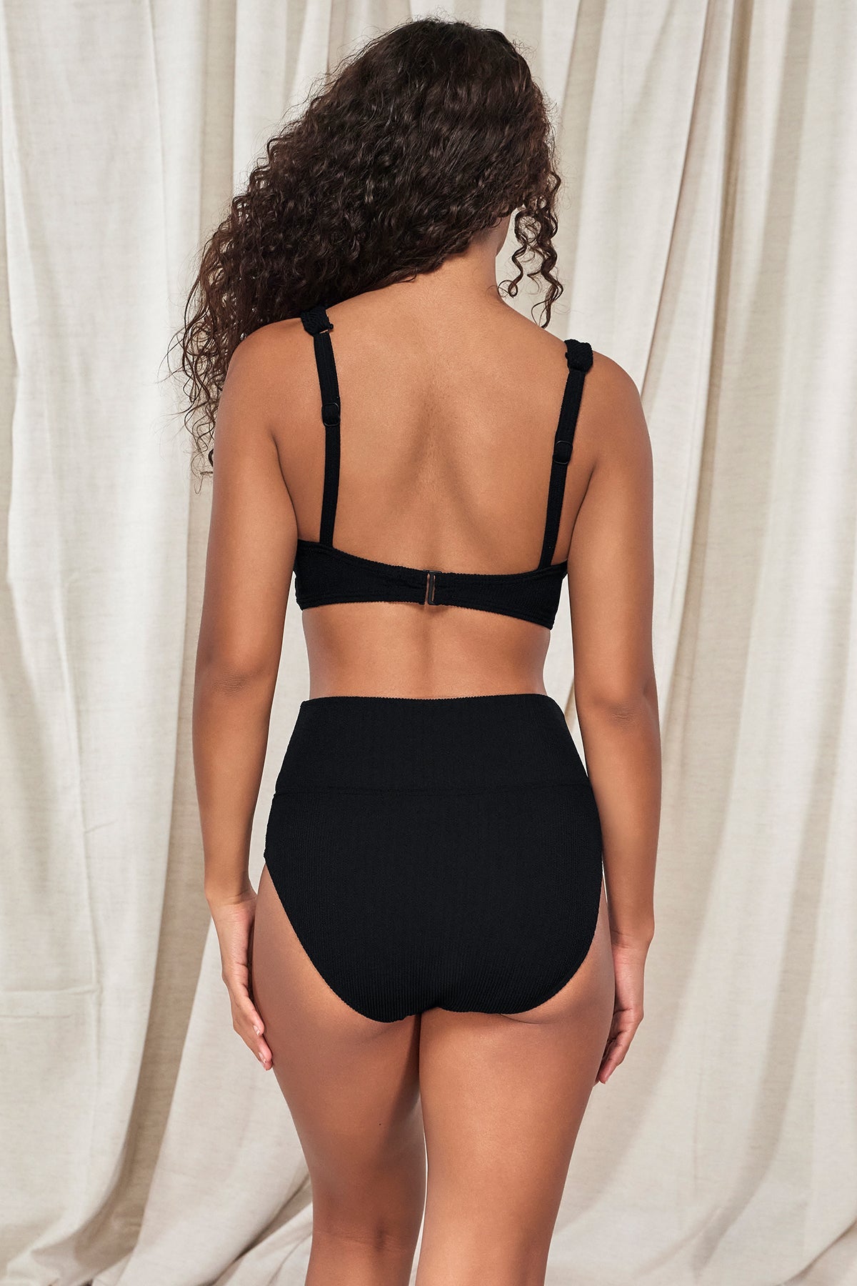 Pacifica Black Rib Hannah High Waist Bottom