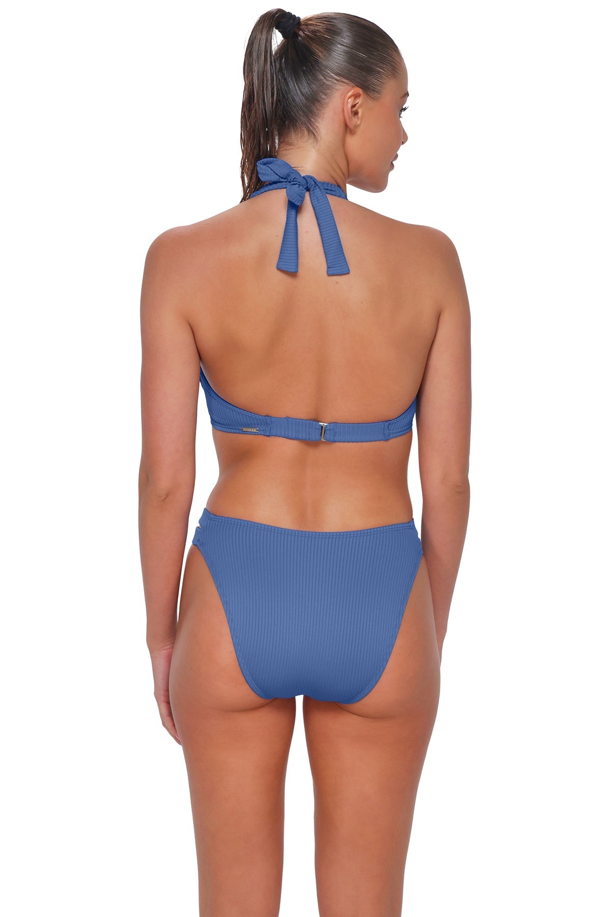 Sunsets Harbor Blue Sandbar Rib Muse Halter Top