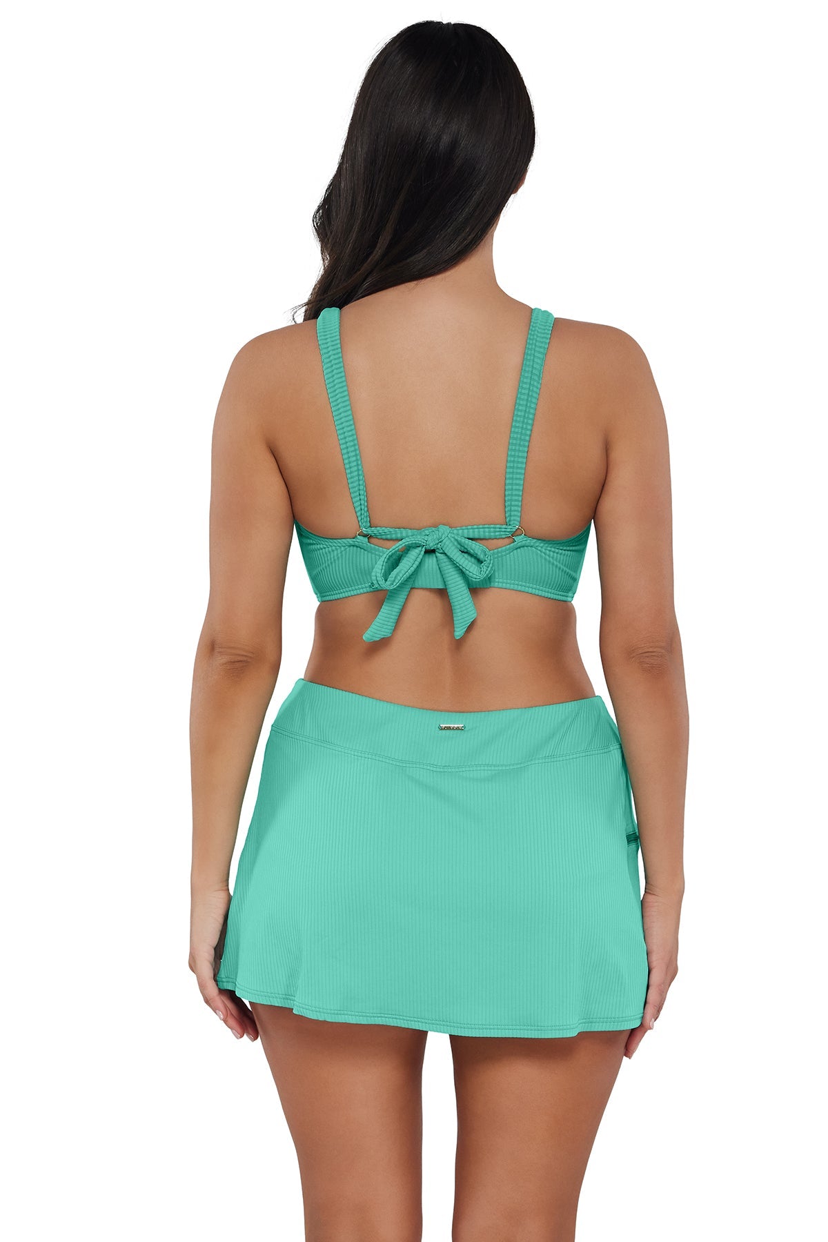 Sunsets Aqua Mist Sandbar Rib Sporty Swim Skirt