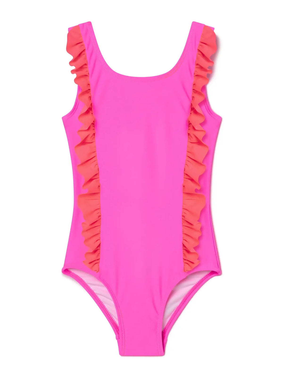 Stella Cove Neon Pink & Red Ruffle Girls One Piece