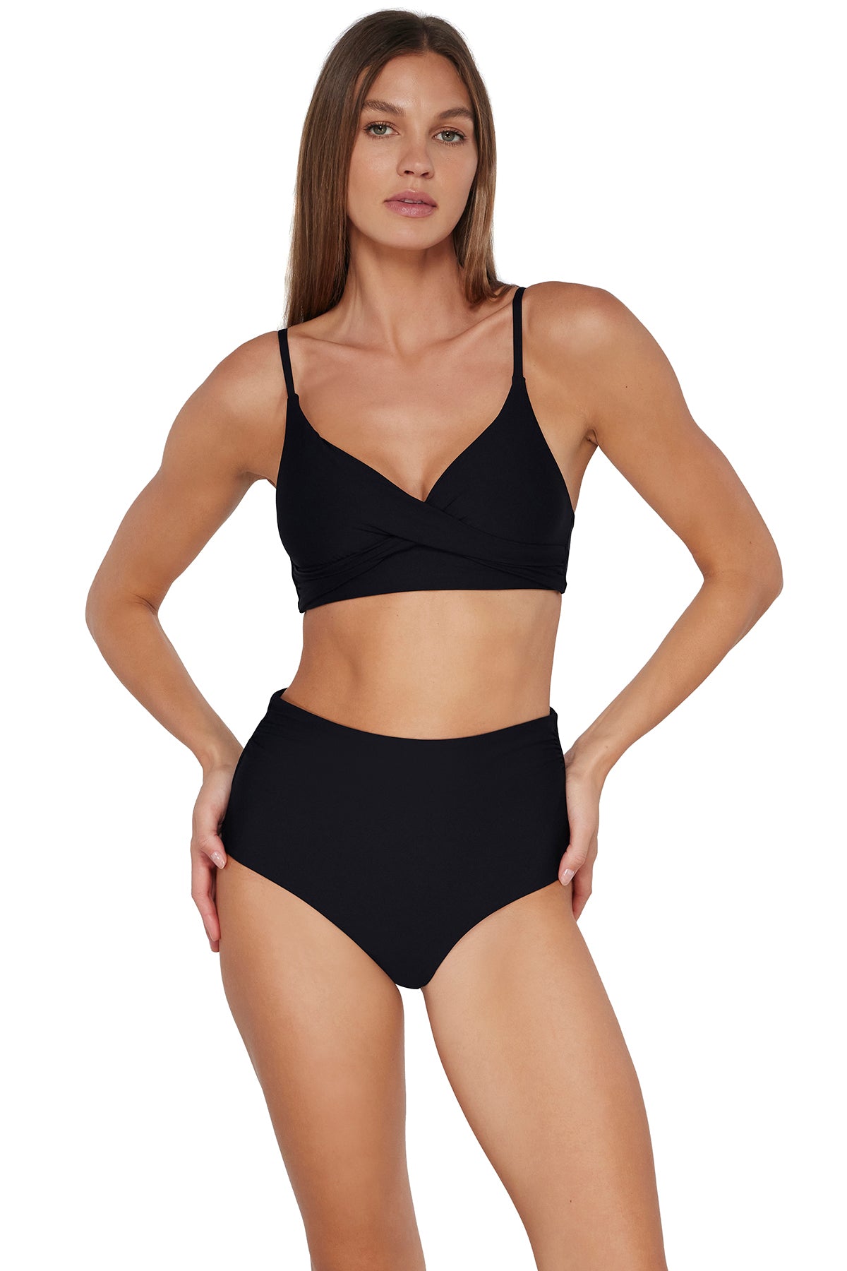 Sunsets Black Capri High Waist Bottom