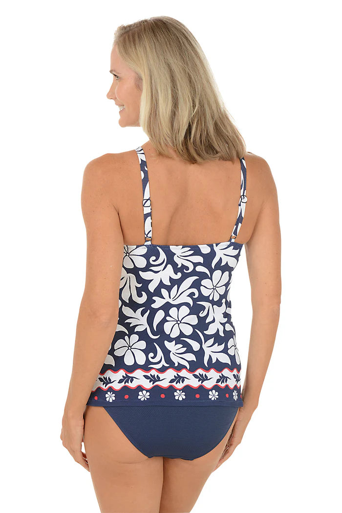 Beach House Block Trop Pique Blair High Neck Tankini Top
