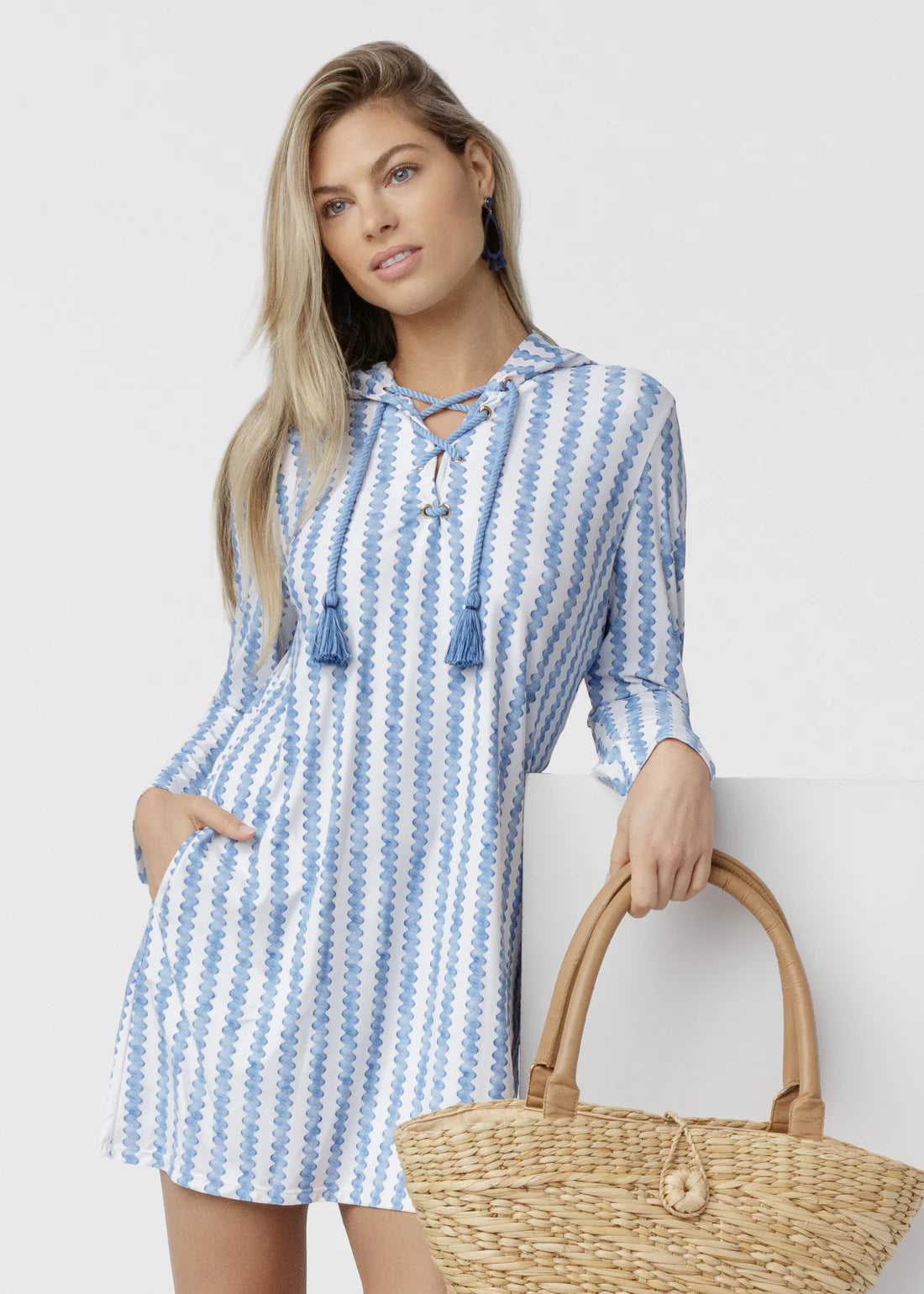 Cabana Life Harbor Lace Up Hooded Cover Up