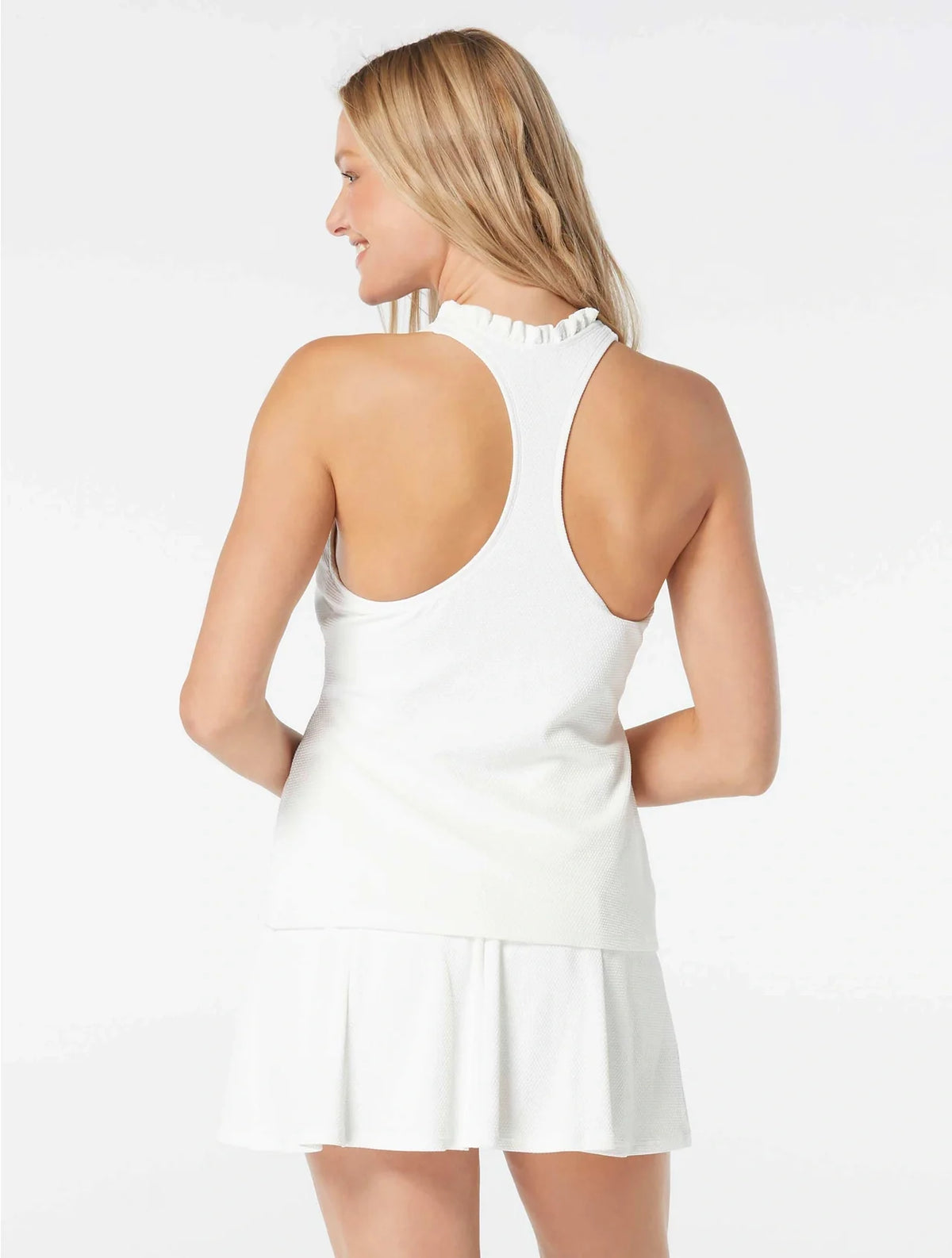 Beach House Pique Black Nina Ruffle Trim Tankini Top