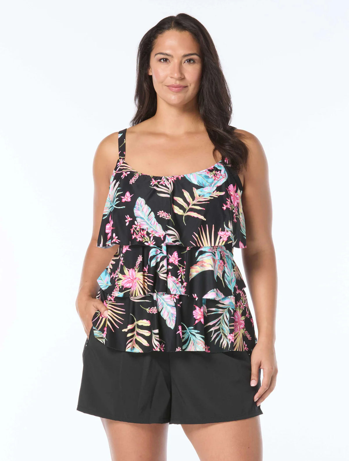 Beach House Plus Endless Summer Jane Ruffle Tiered Tankini Top