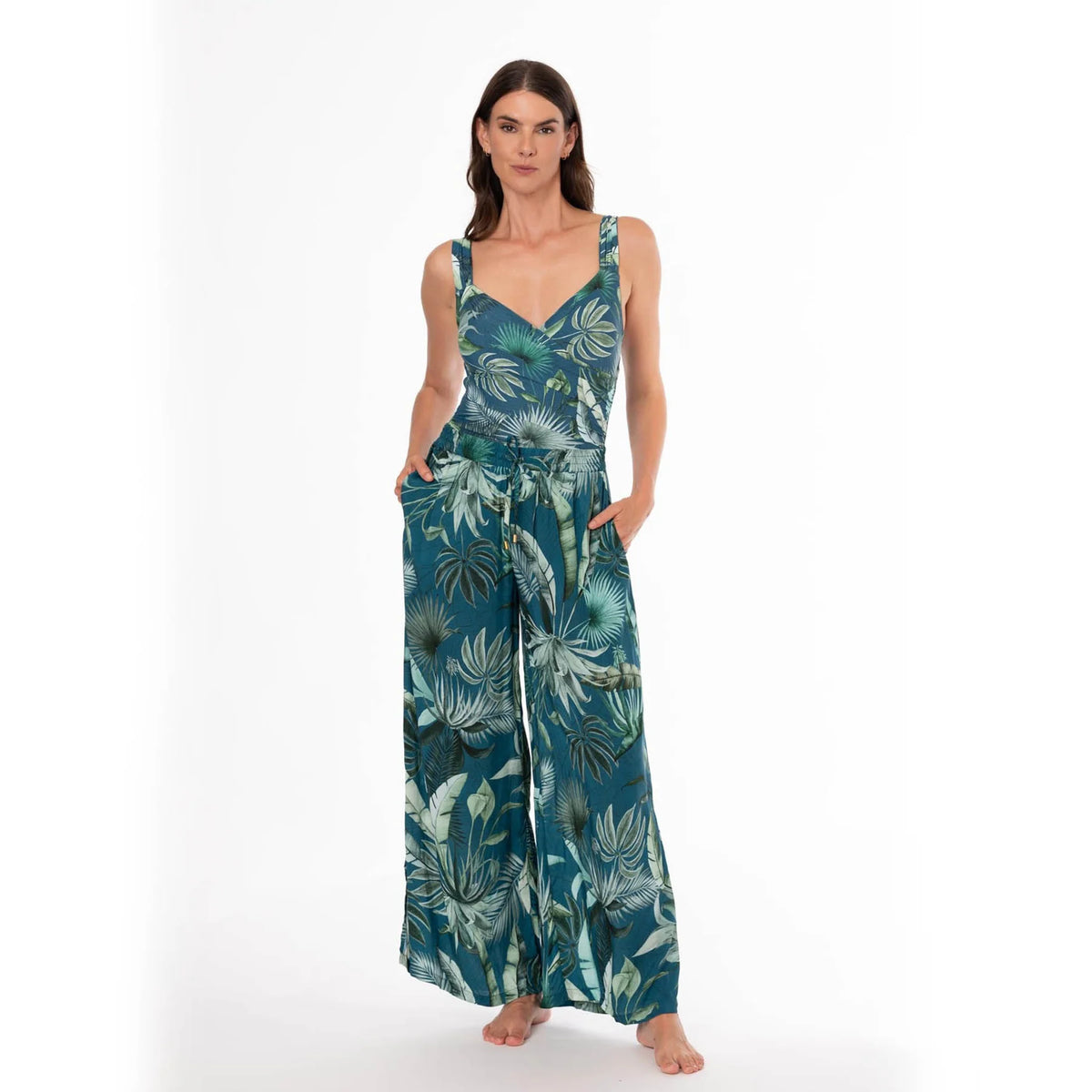 Jantzen Palm Toile Josephine Pull On Pant Cover Up