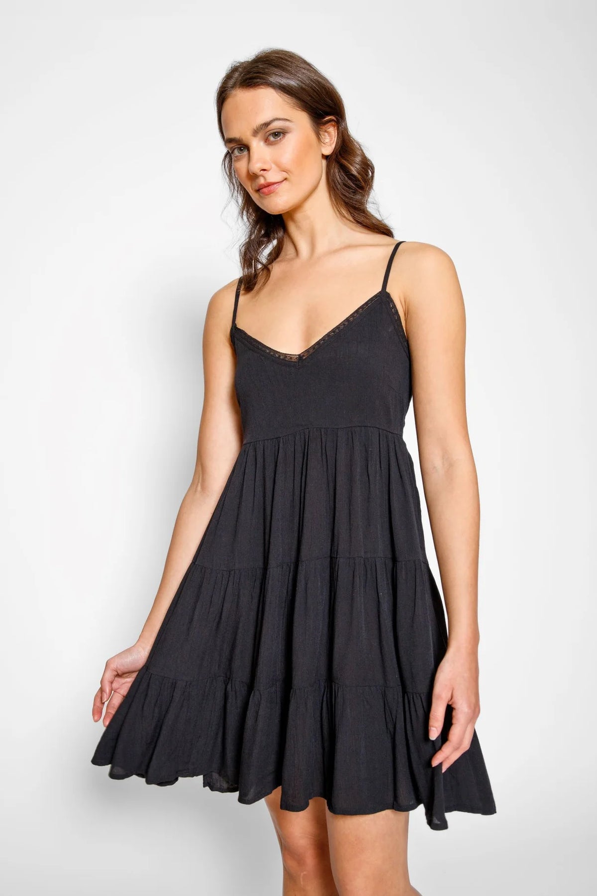 SALE KOY Resort Miami Black Mini Tiered Dress