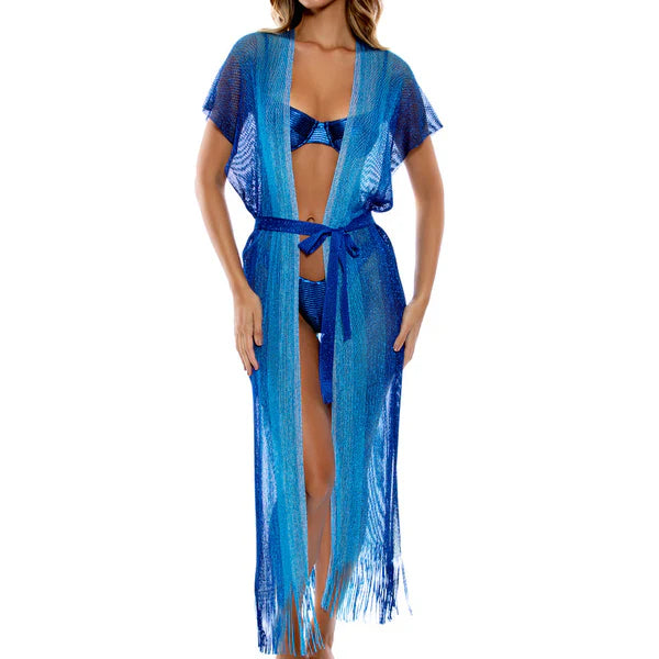 Luli Fama Fringe Long Caftan