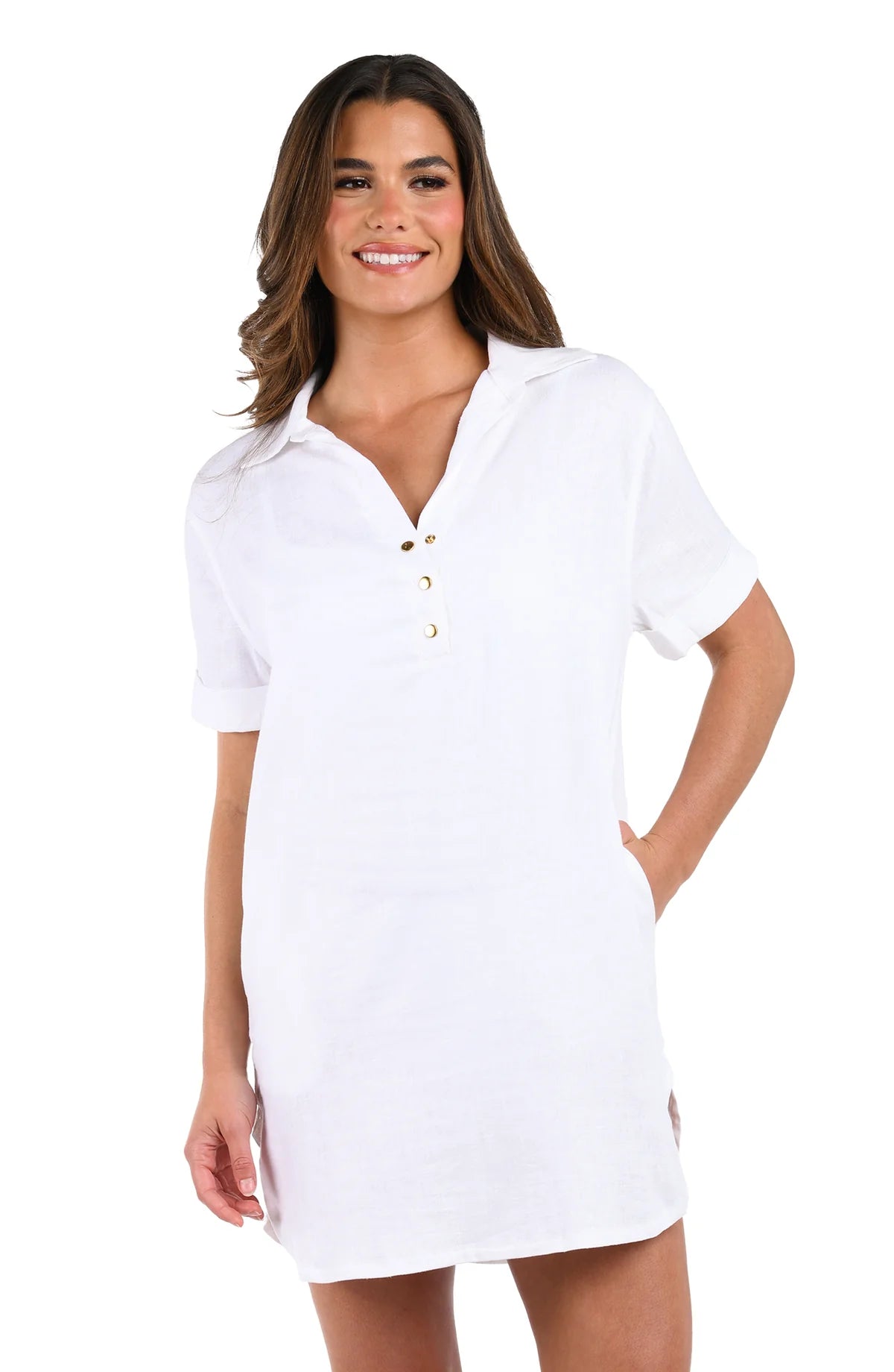 SALE La Blanca Delphine Coast White Bottom Up Cover Up Dress