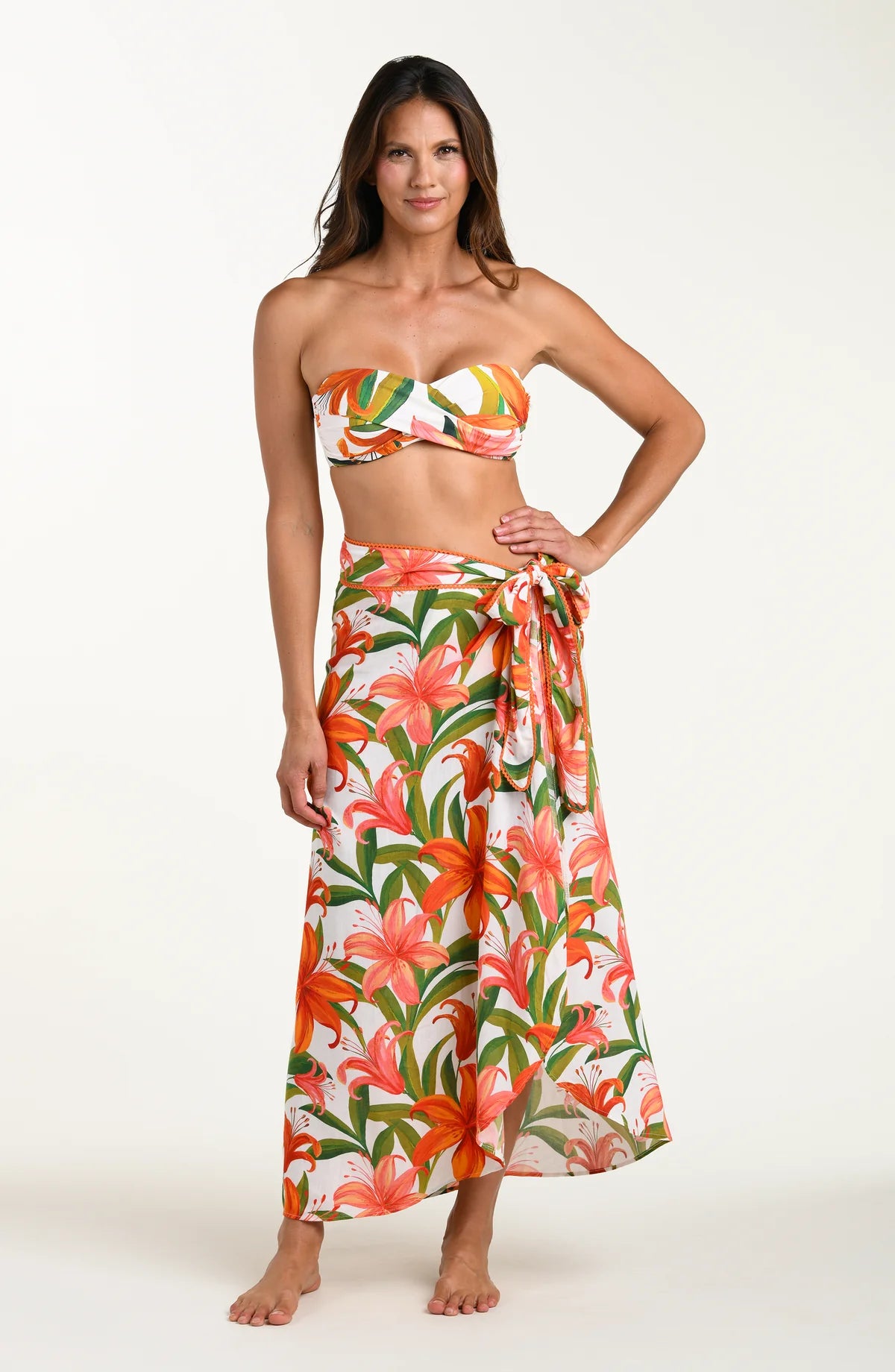 La Blanca Jungle Blossoms Tie Wrap Skirt Cover Up