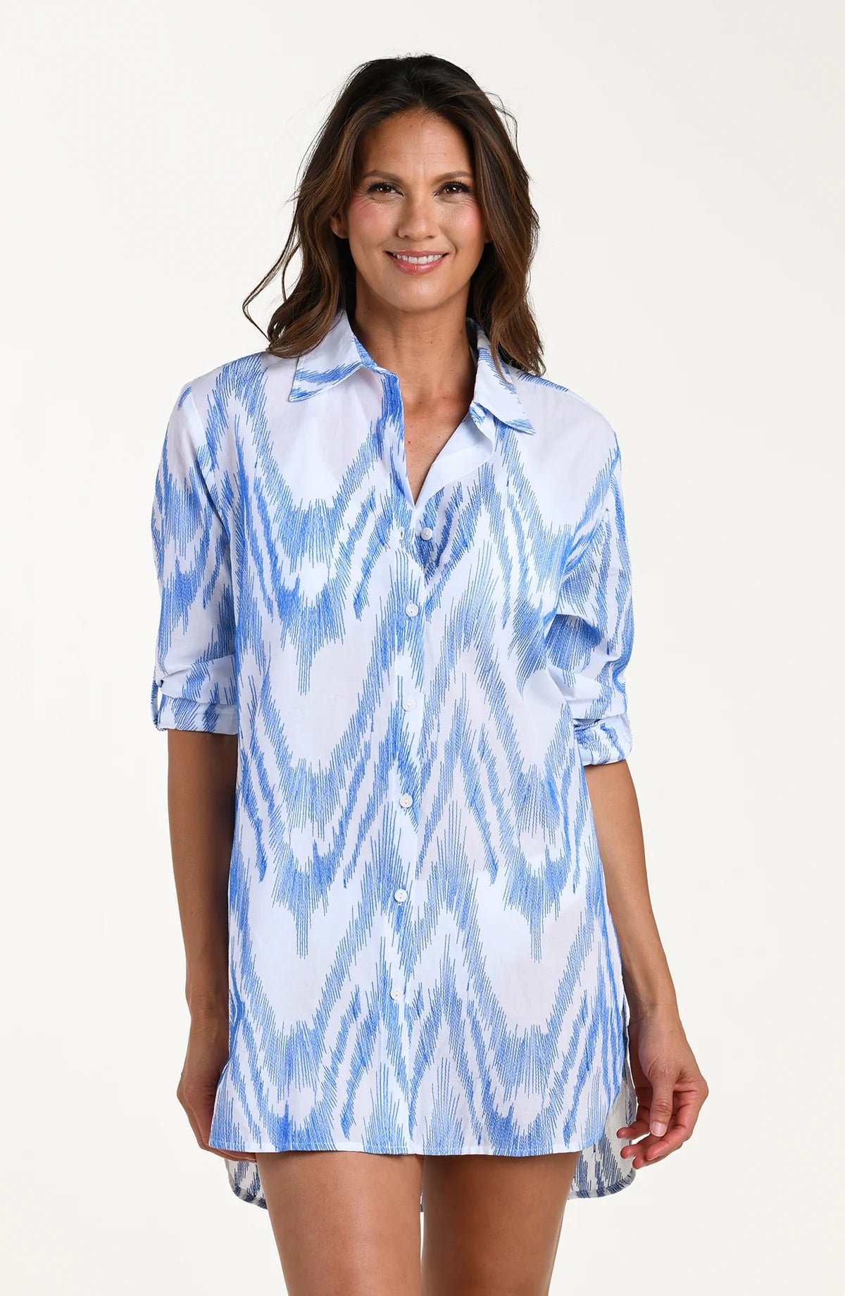 SALE La Blanca Tidal Wave Camp Shirt Cover Up