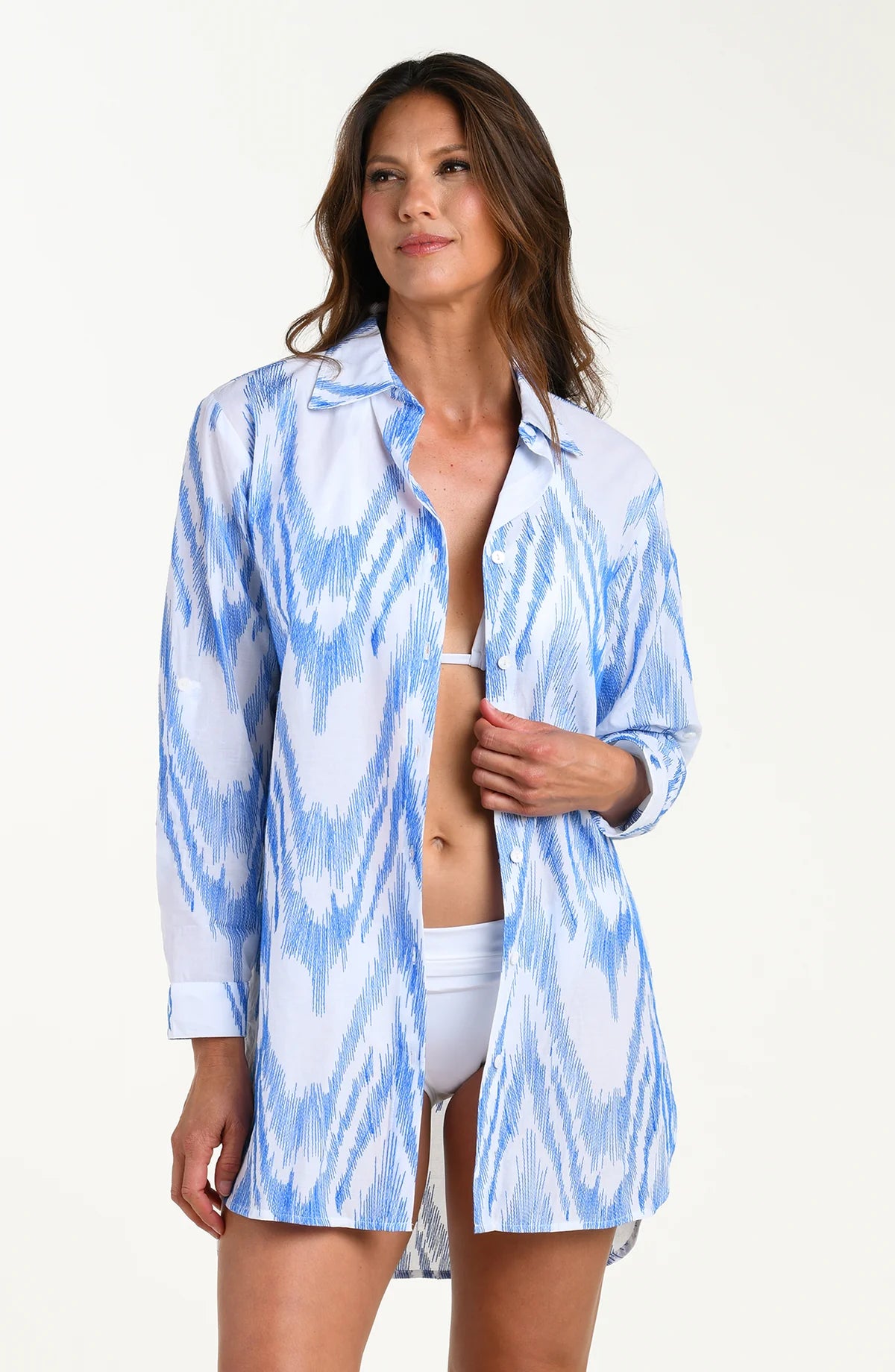 SALE La Blanca Tidal Wave Camp Shirt Cover Up