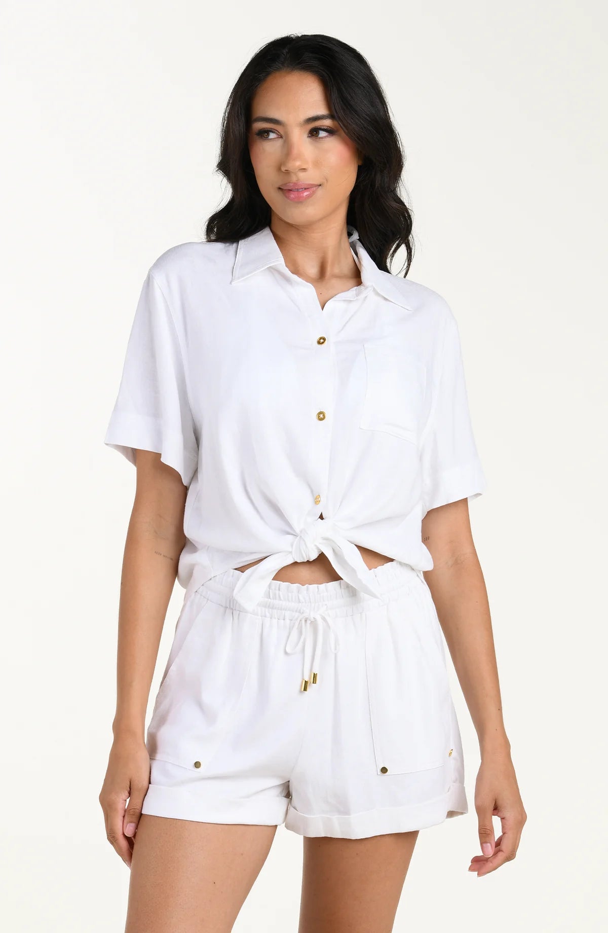 La Blanca Delphine Coast White Botton Up Shirt