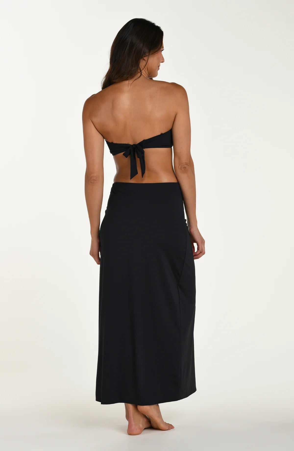 La Blanca Black Shirred Midi Skirt Cover Up
