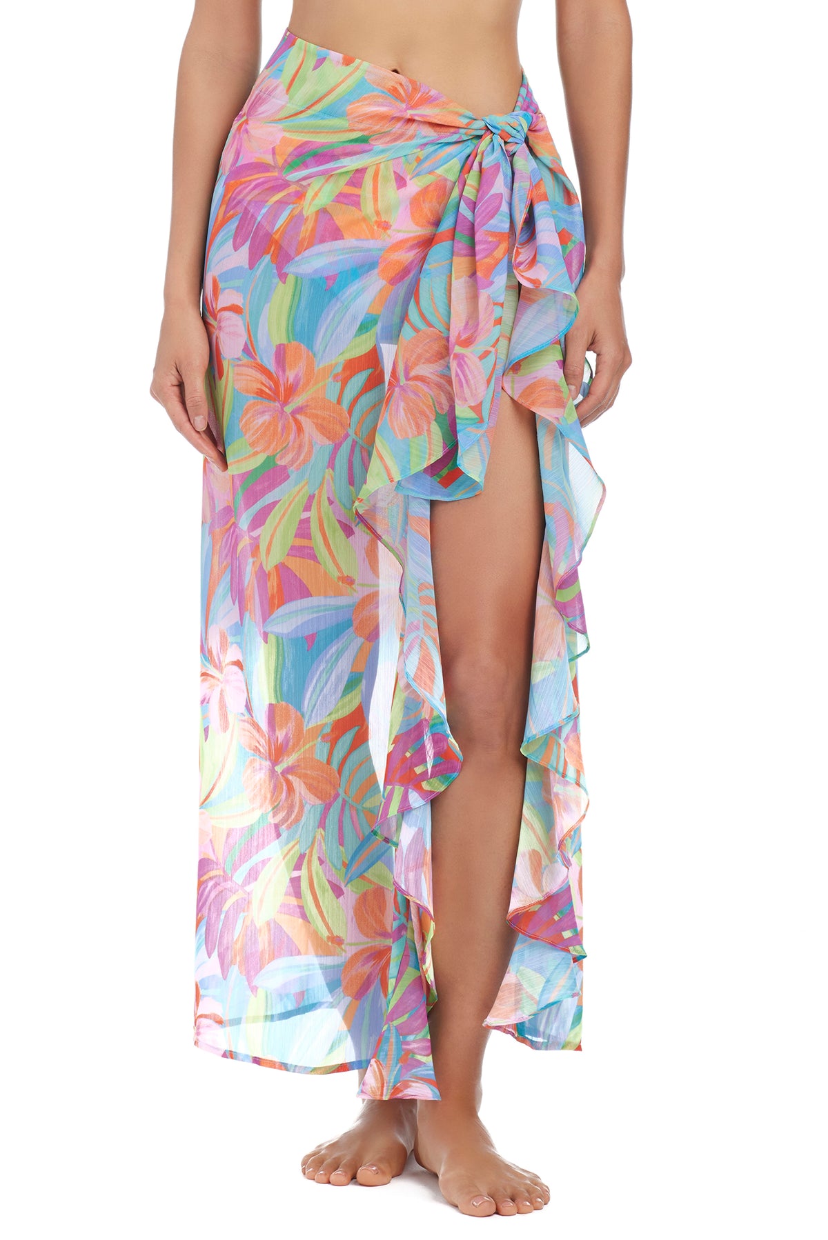 Bleu Rod Beattie Bellissimo Botanica Ruffle Sarong