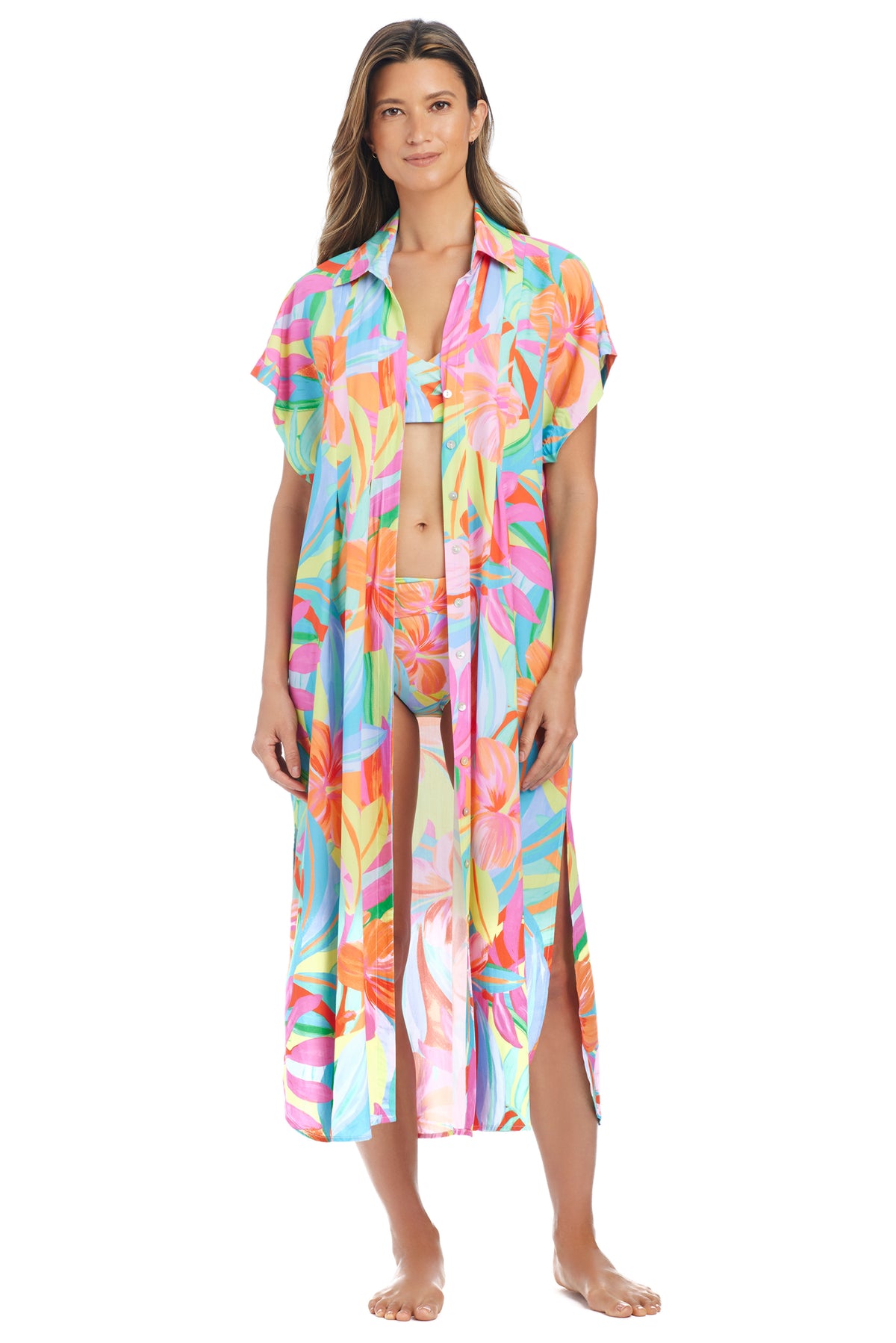 Bleu Rod Beattie Bellissimo Botanica Shirt Dress