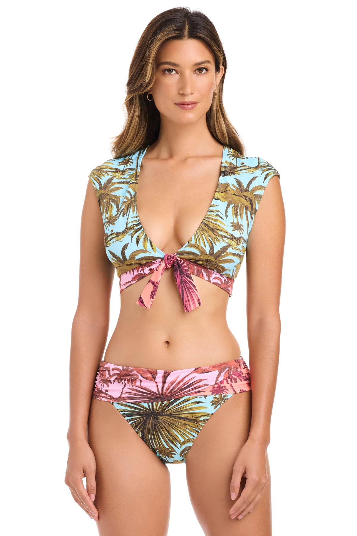 Bleu Rod Beattie White Lotus Cap Sleeve Crop Top