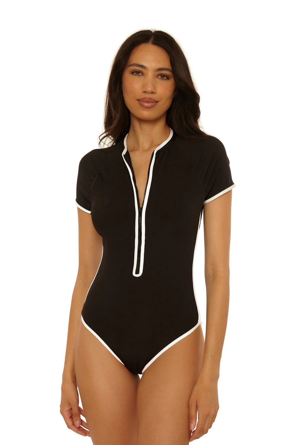 Trina Turk Triumph Short-Sleeve Zip-Up Paddlesuit