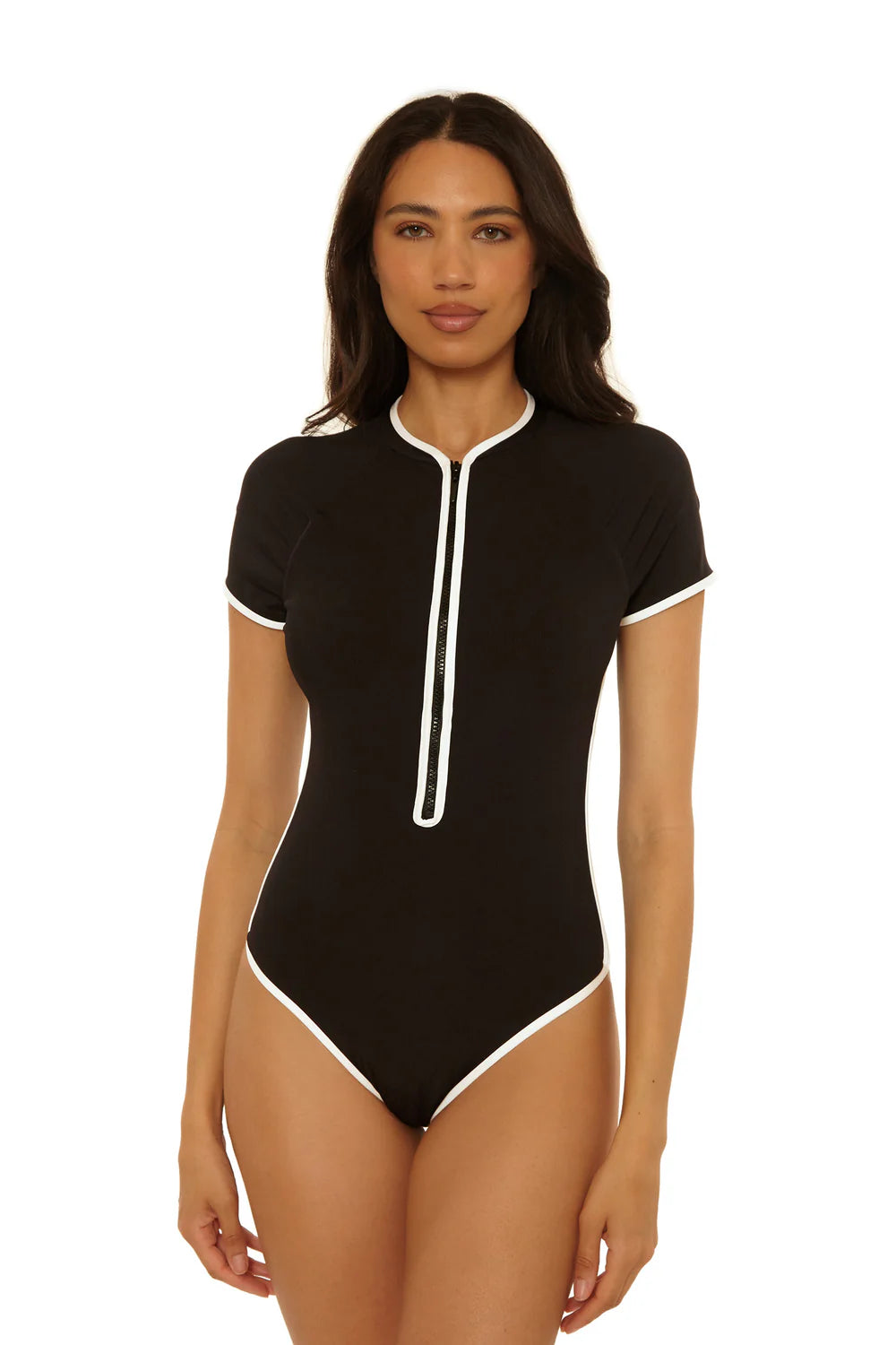 Trina Turk Triumph Short-Sleeve Zip-Up Paddlesuit
