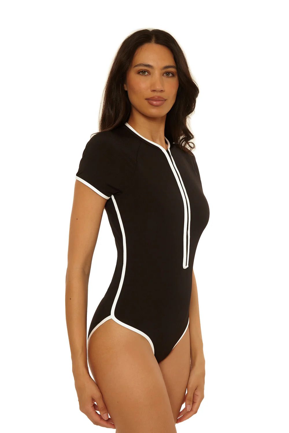 Trina Turk Triumph Short-Sleeve Zip-Up Paddlesuit