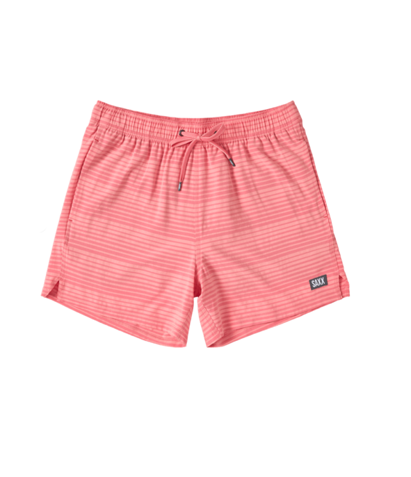 SAXX Swim Oh Buoy 2N1 Volley 5" Hibiscus-Coral Pop Strip