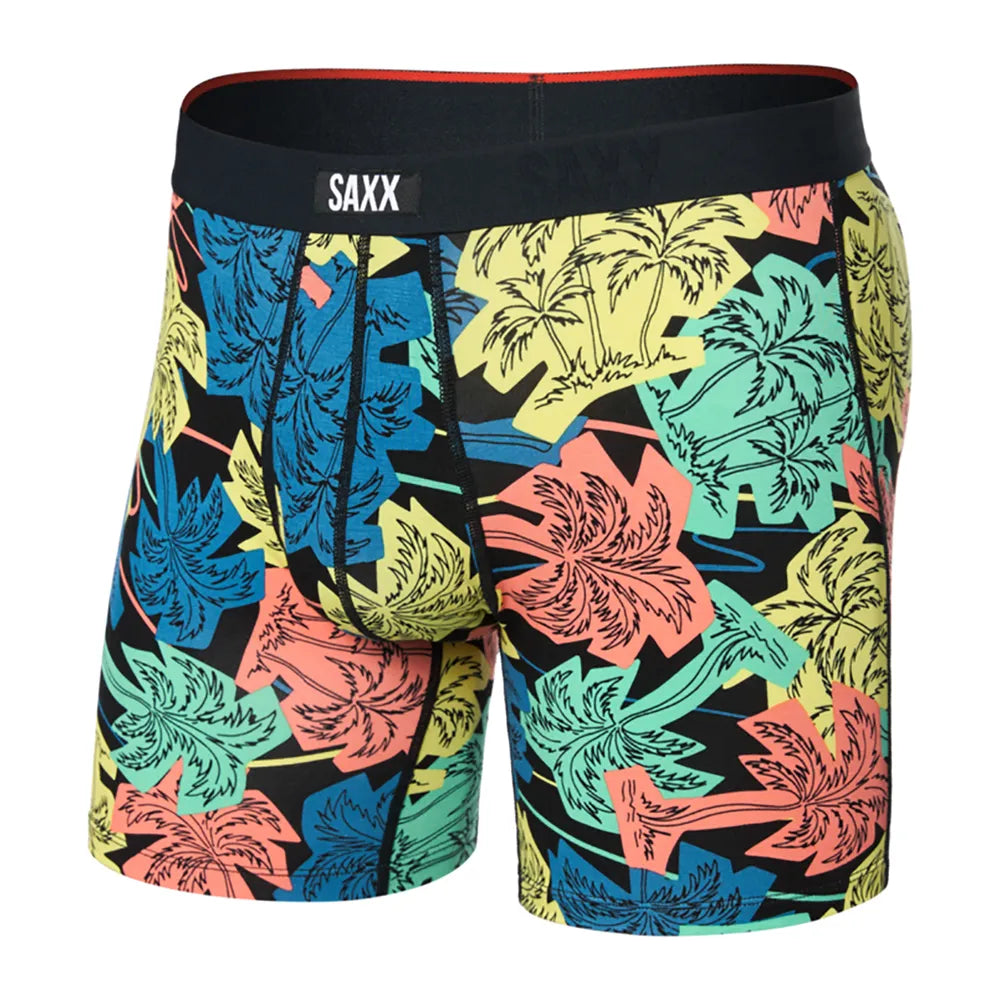 SAXX Underwear Vibe Extra Soft Comfort Boxer Brief Palm Fun-Black