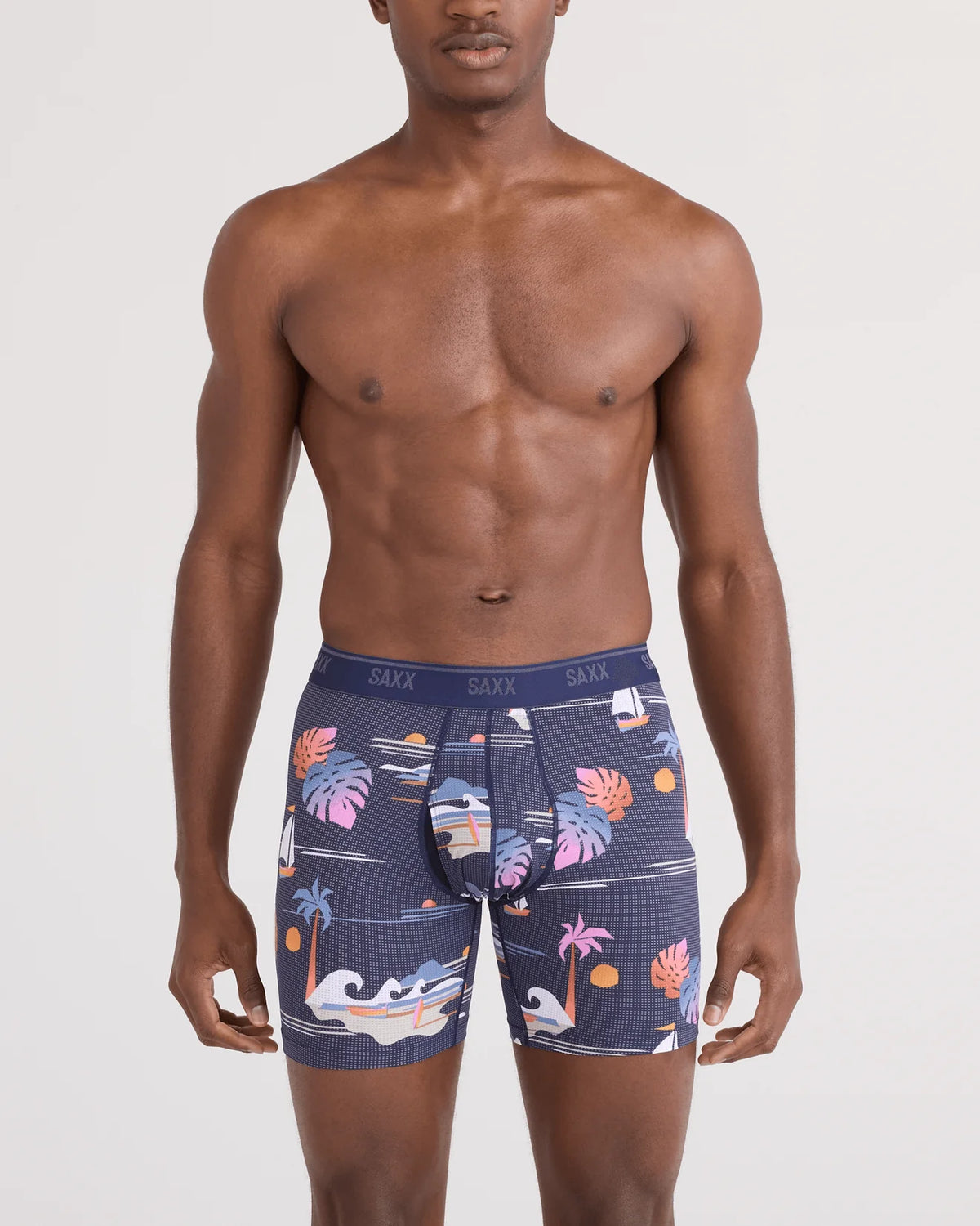 SAXX Underwear Quest Quick-Dry Mesh Boxer Brief Sunny Adventure-Maritime