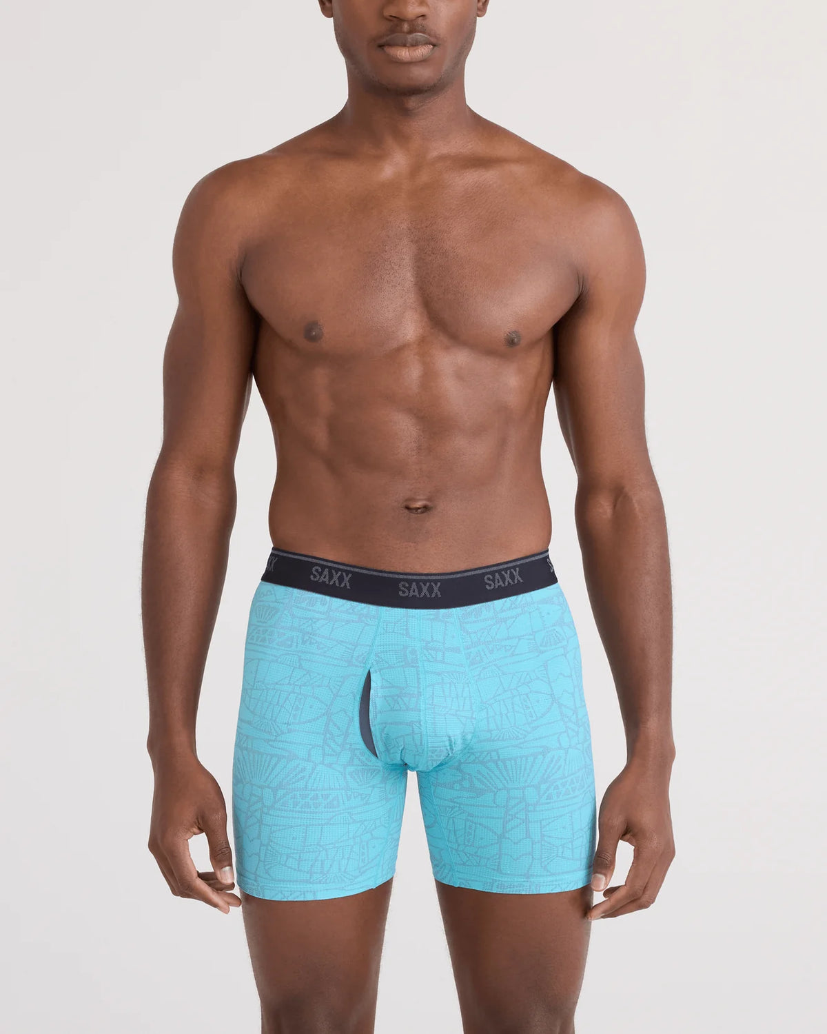 SAXX Underwear Quest Quick-Dry Mesh Boxer Brief Tile Fish-Sea Level